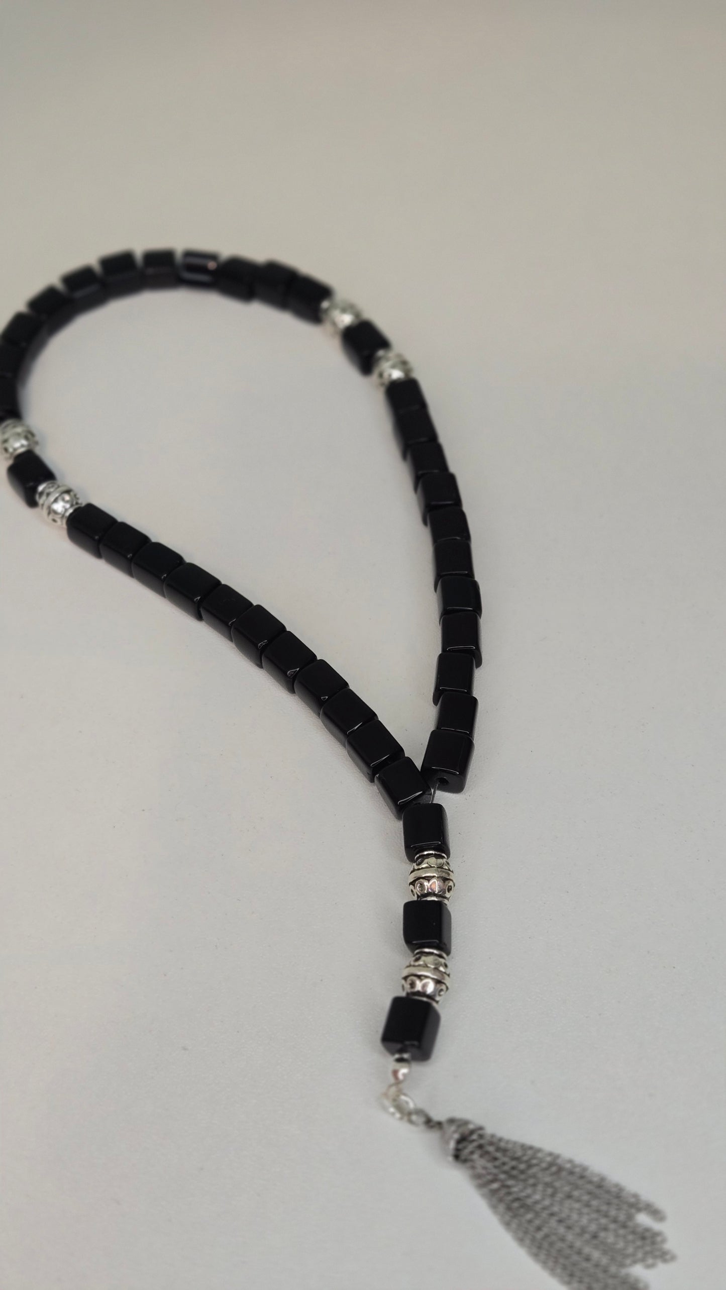 Midnight Prestige Tasbih with wooden box highlighting its luxury