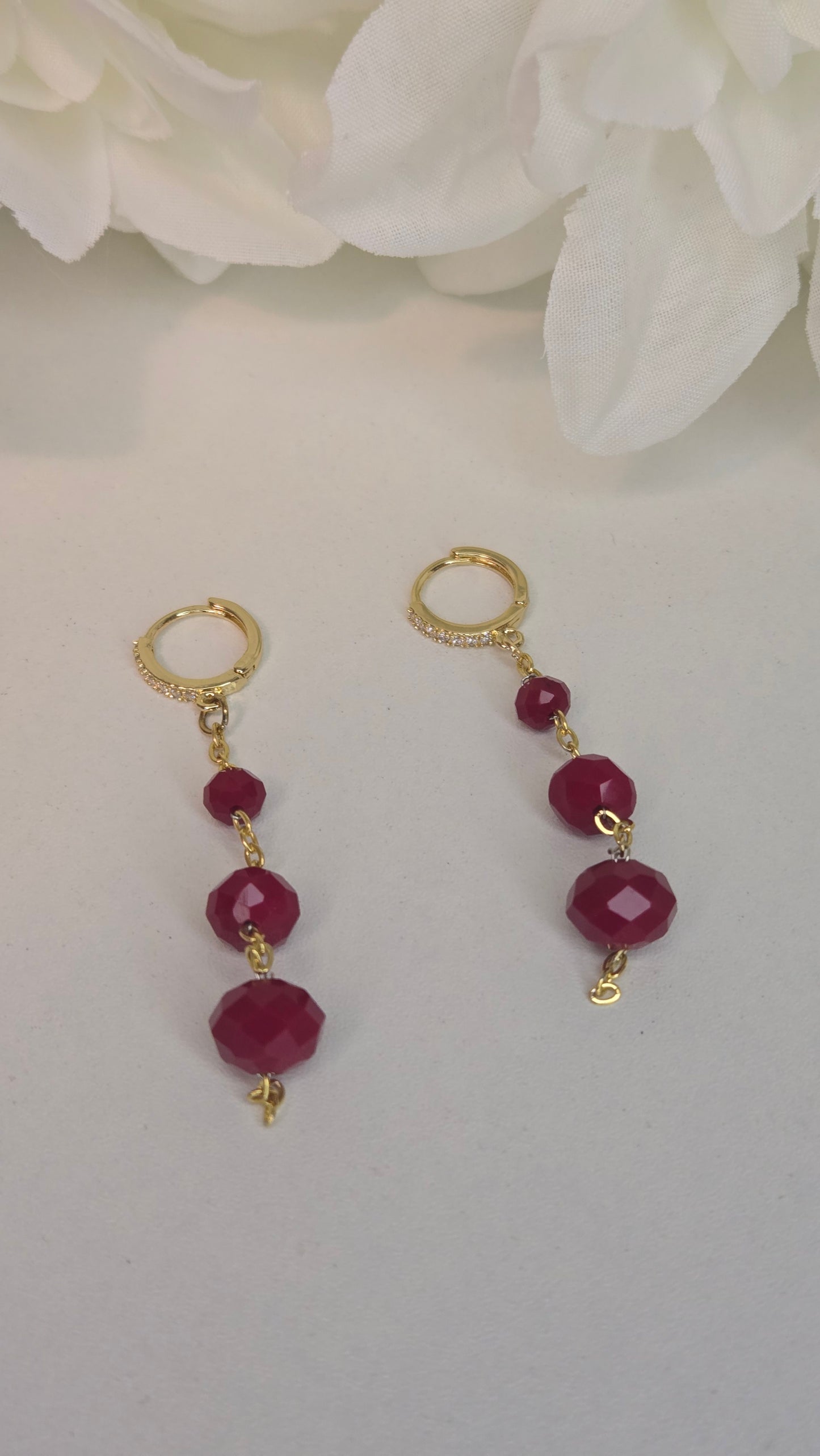 Ruby Drop Chain Earrings