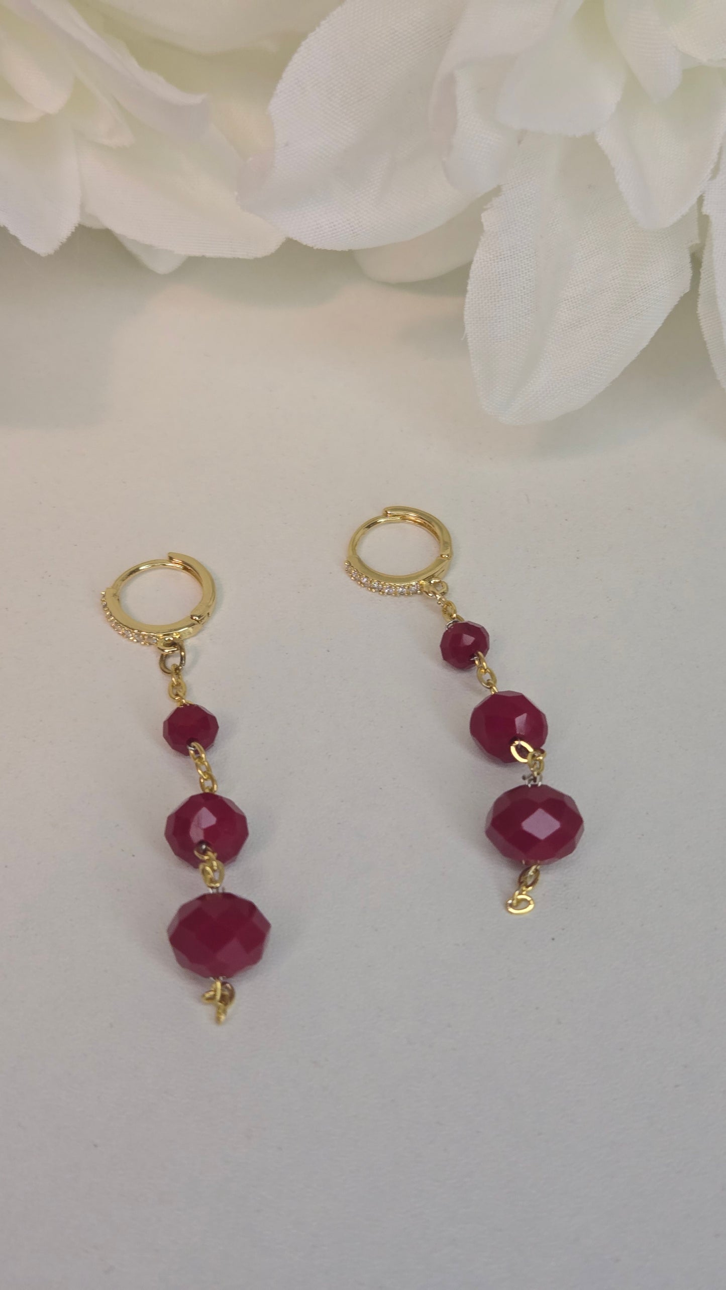 Ruby Drop Chain Earrings