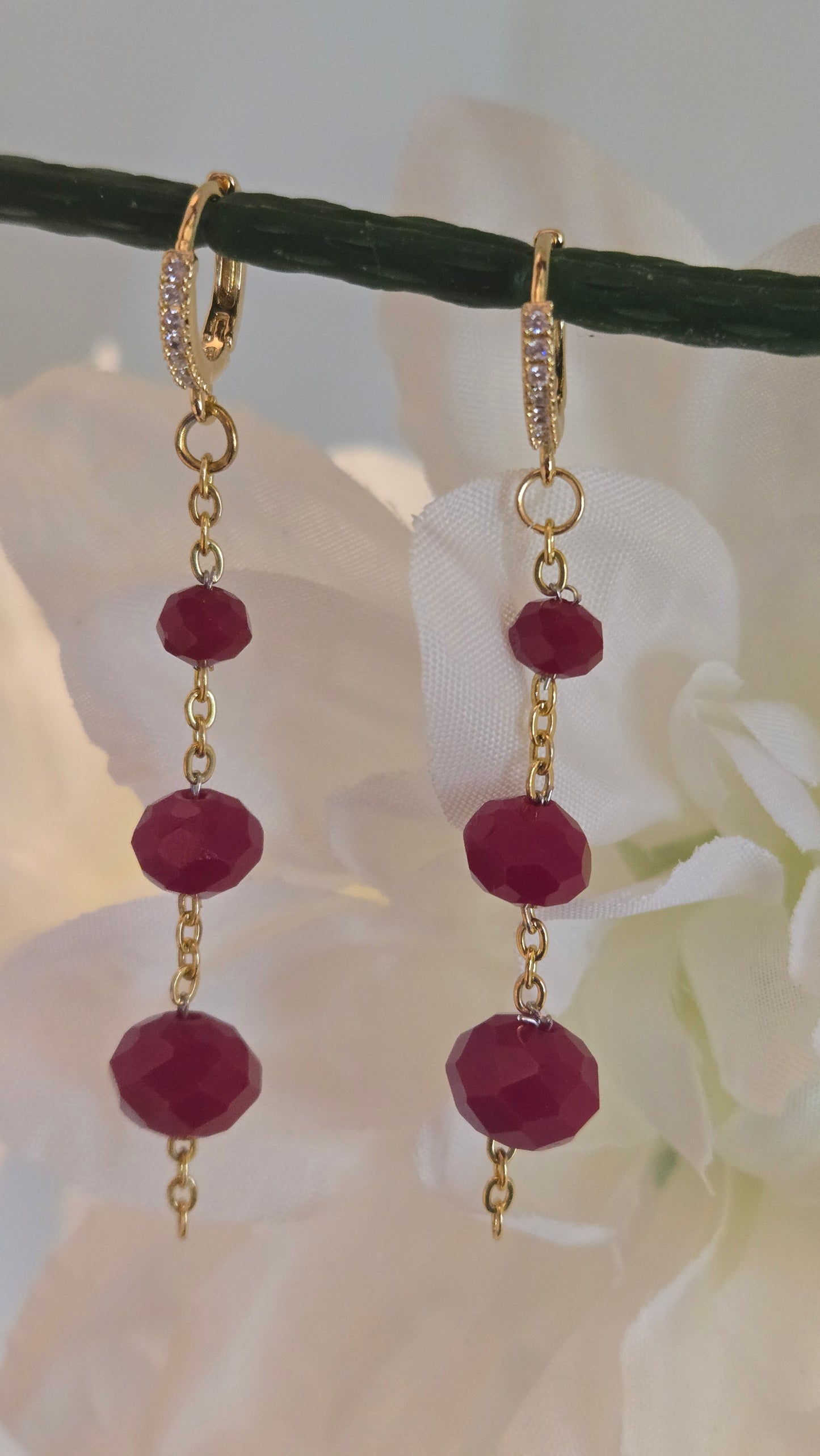 Ruby Drop Chain Earrings