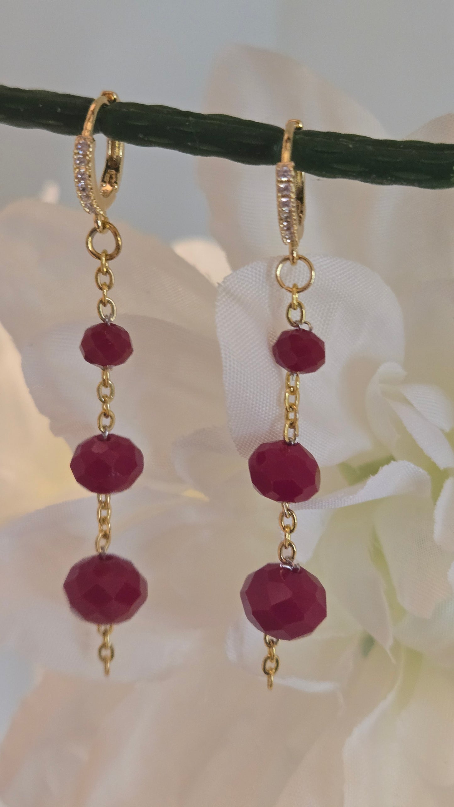 Ruby Drop Chain Earrings