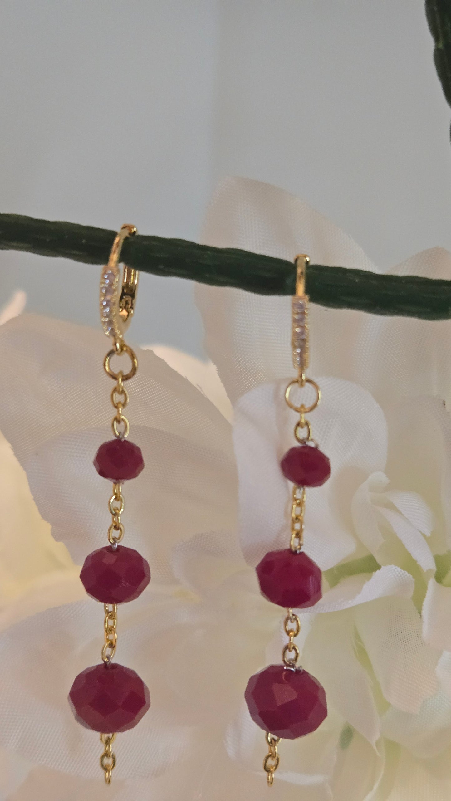 Ruby Drop Chain Earrings