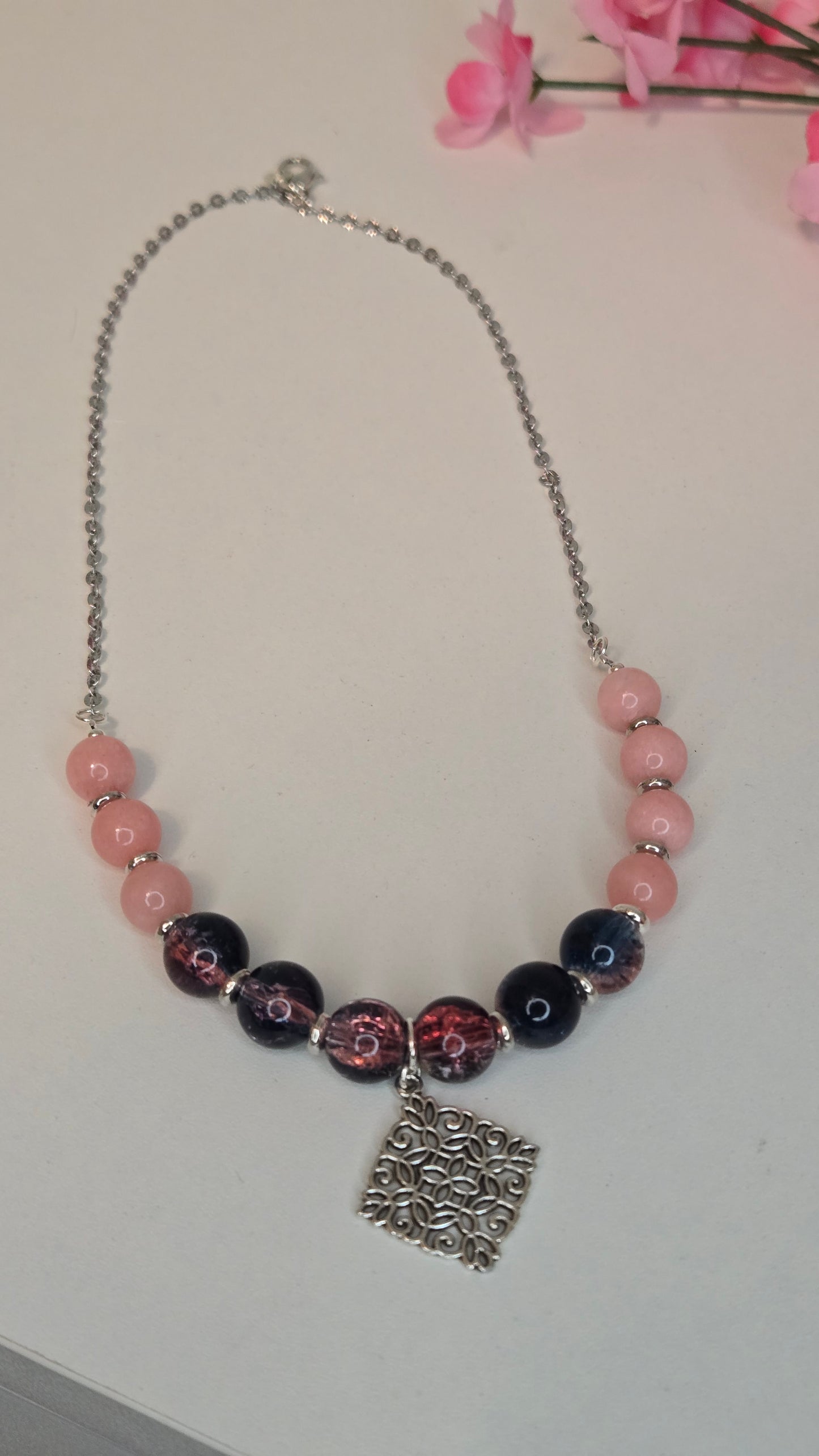 Blush & Midnight Charm Necklace