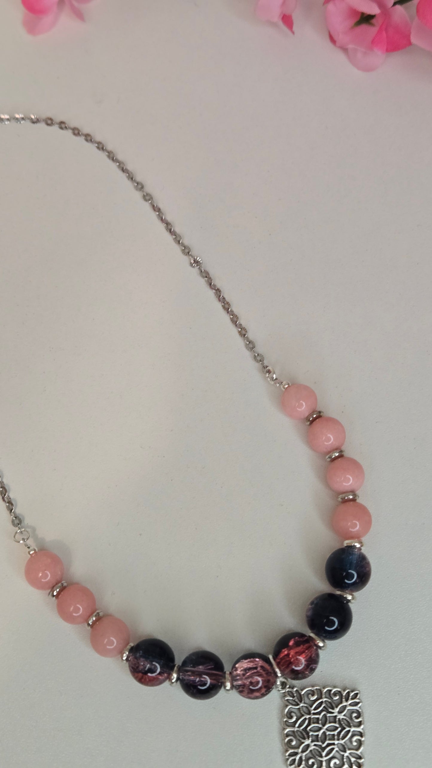 Blush & Midnight Charm Necklace