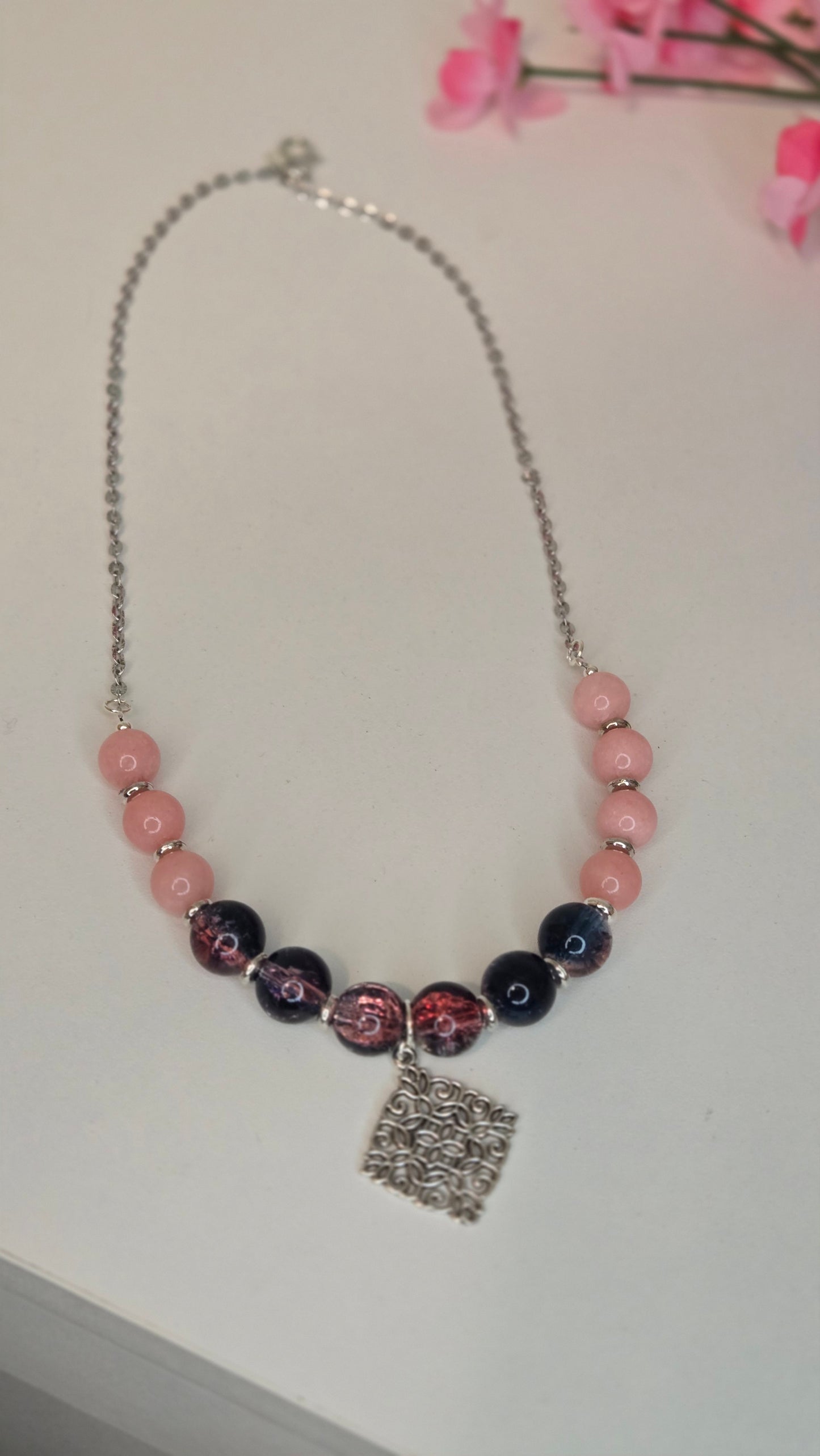 Blush & Midnight Charm Necklace