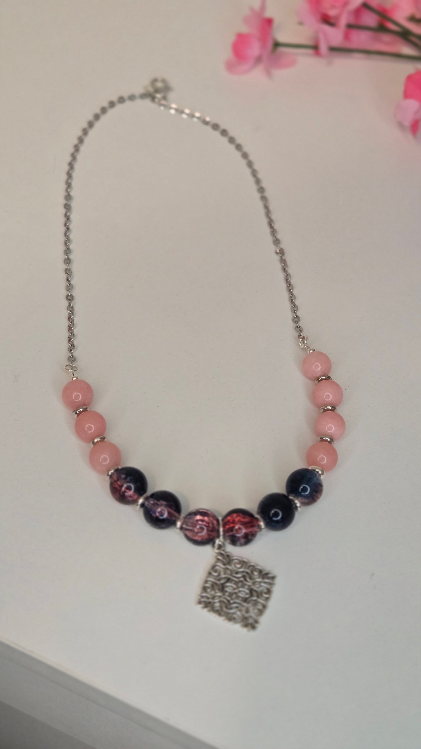 Blush & Midnight Charm Necklace