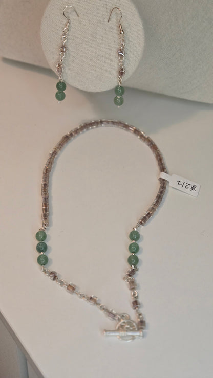 Emerald Whisper Green Beaded Jewelry with green beads and metallic chain details, view 5