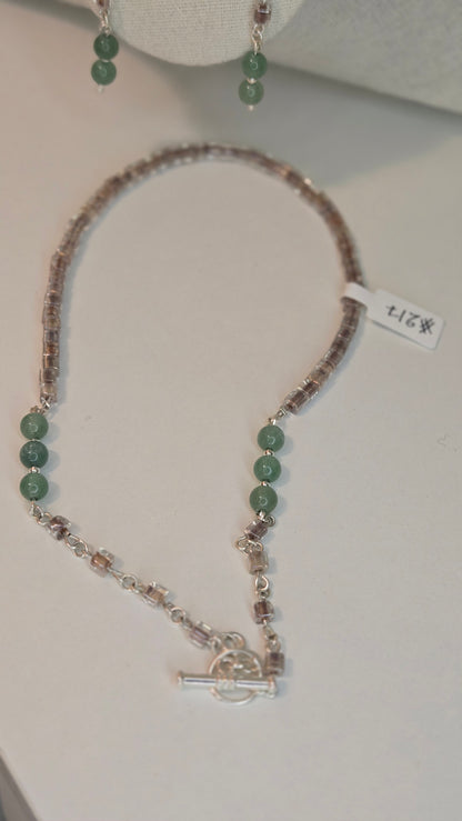 Emerald Whisper Green Beaded Jewelry with green beads and metallic chain details, view 6