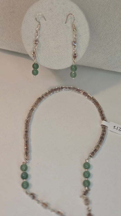 Emerald Whisper Green Beaded Jewelry with green beads and metallic chain details, view 7