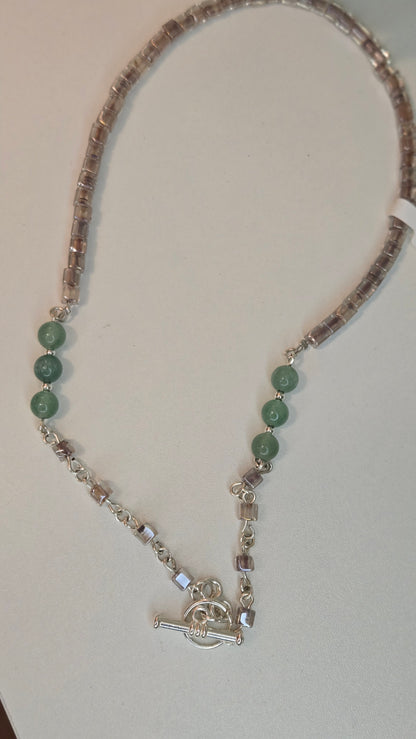 Emerald Whisper Green Beaded Jewelry with green beads and metallic chain details, view 8