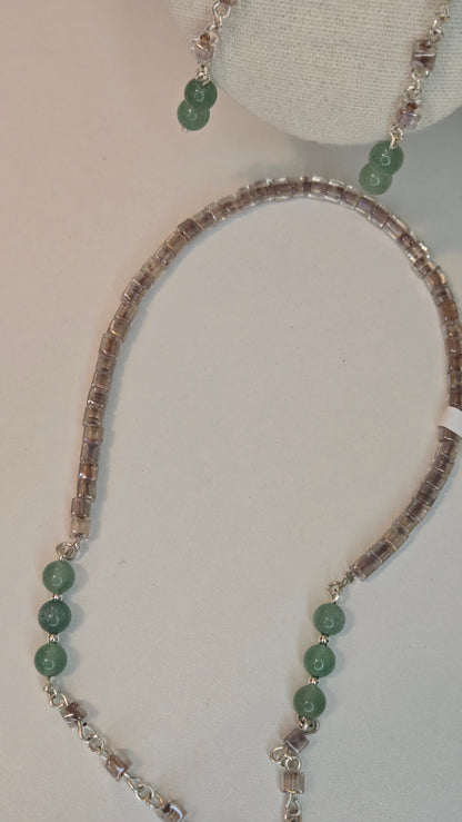 Emerald Whisper Green Beaded Jewelry with green beads and metallic chain details, view 9