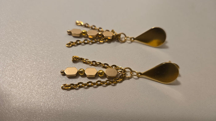 Golden Chain Elegance Earrings in gold-tone stainless steel with a flowing chain design