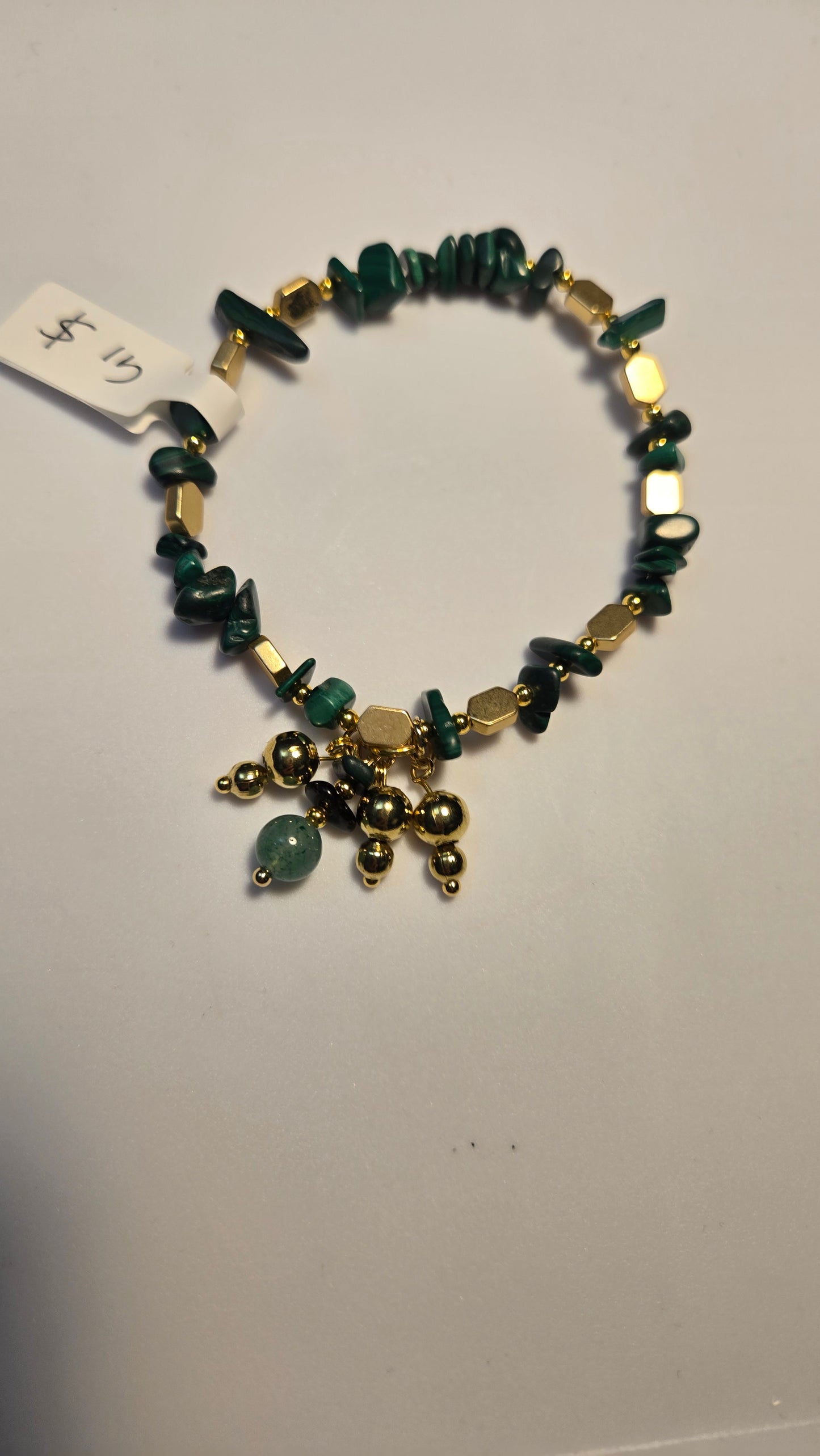 Close-up of the Green Aura Bracelet showcasing its natural stone design