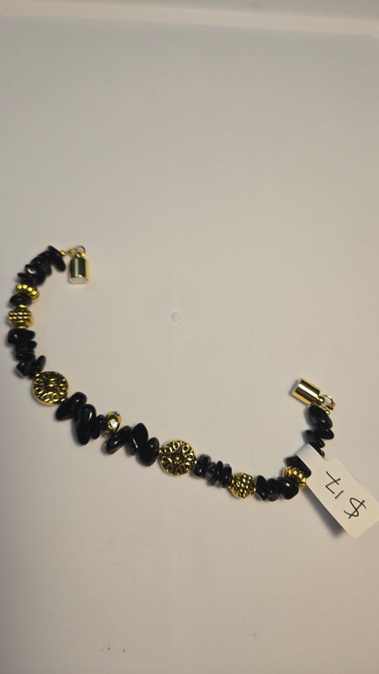 Black Royal Bracelet with black stones and gold-tone accents, view 8