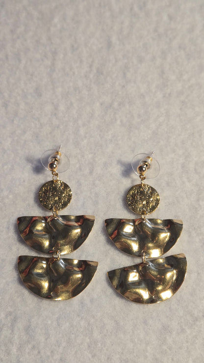 Golden Whispers Engraved Drop Earrings with engraved gold-tone discs, view 7