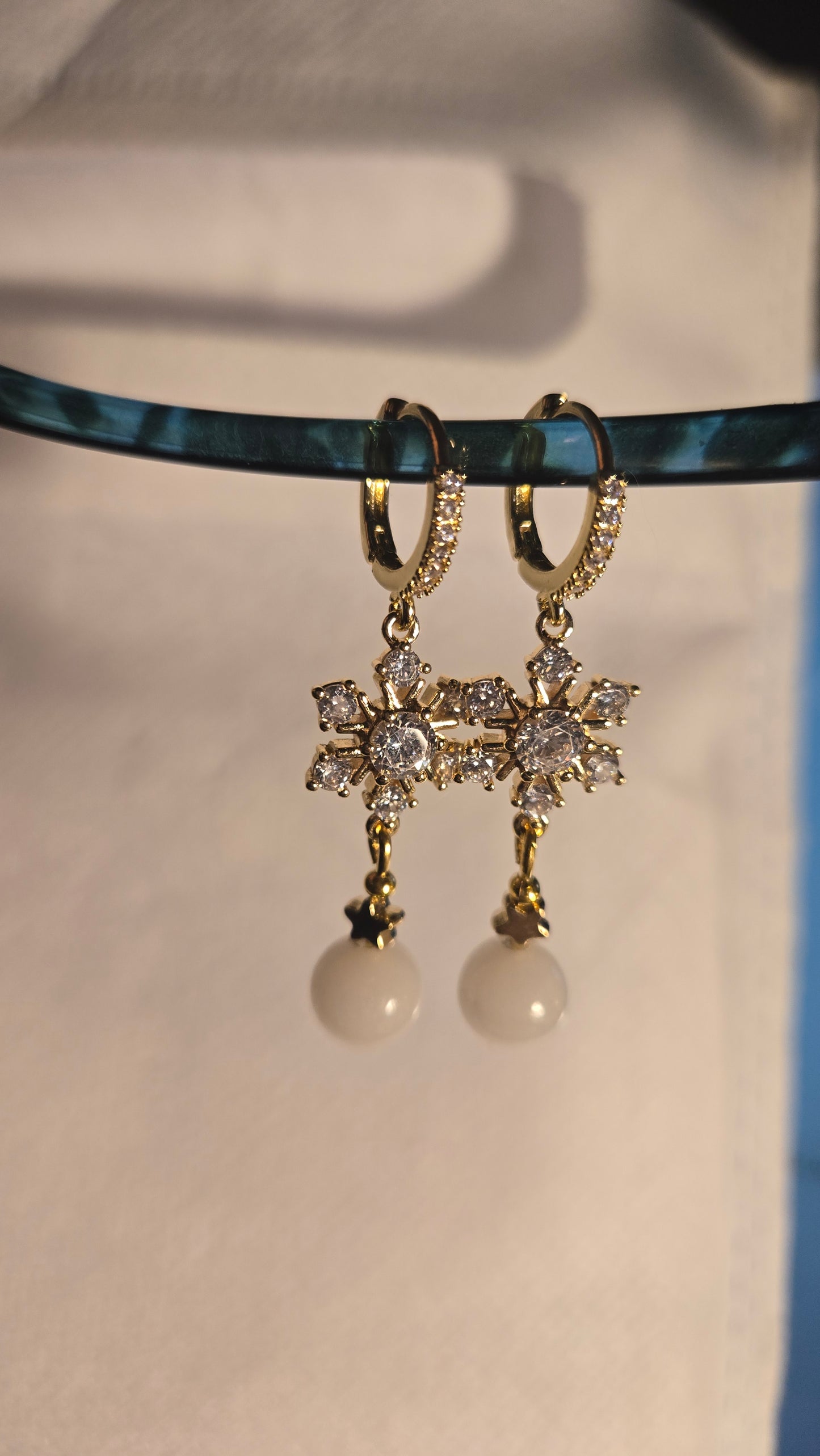 Celestial Pearl Star Earrings - elegant silver earrings with white pearls and star accents