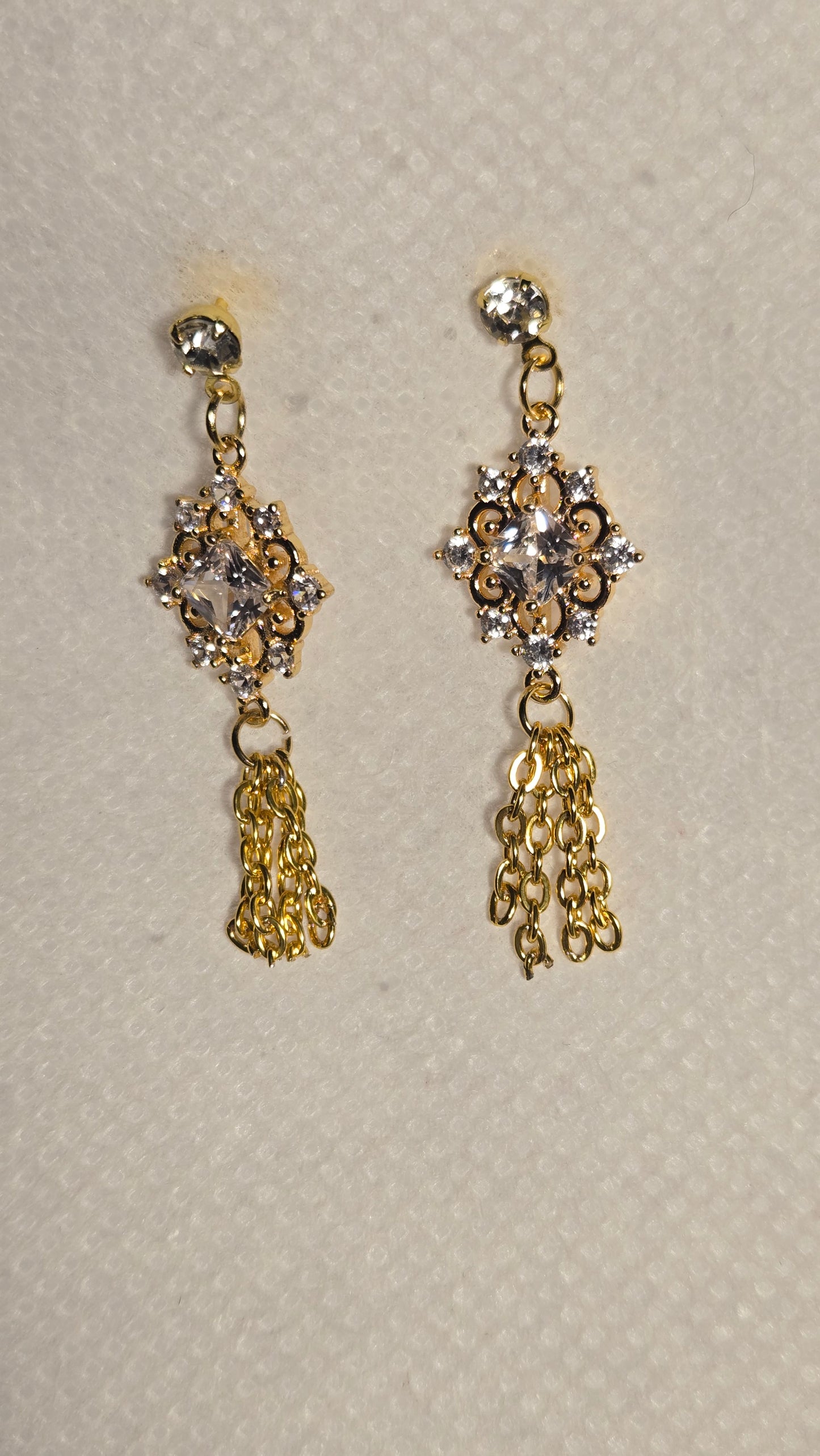 Golden Crystal Tassel Earrings