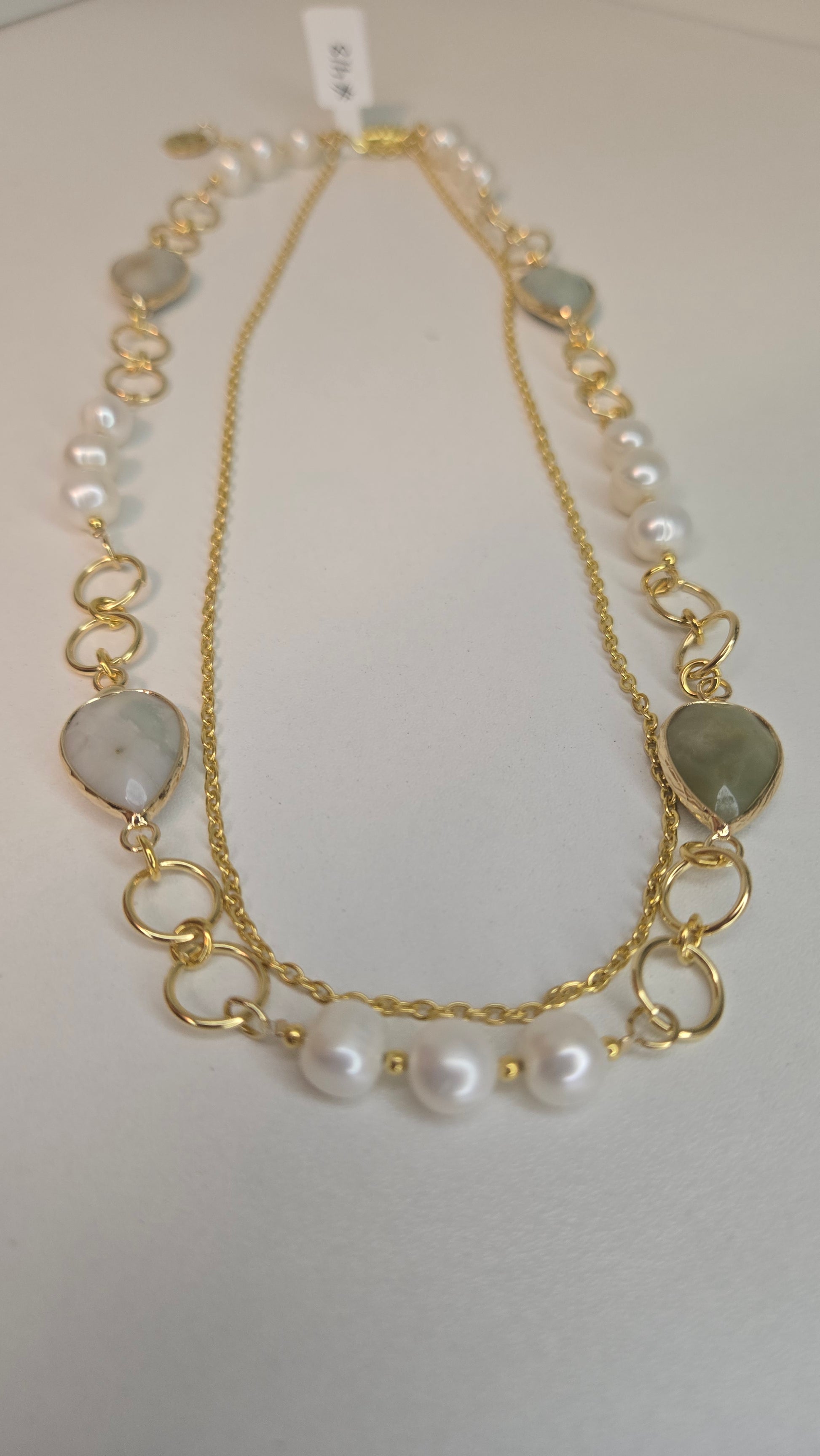 Pearl Agate Necklace featuring polished agate and pearl details