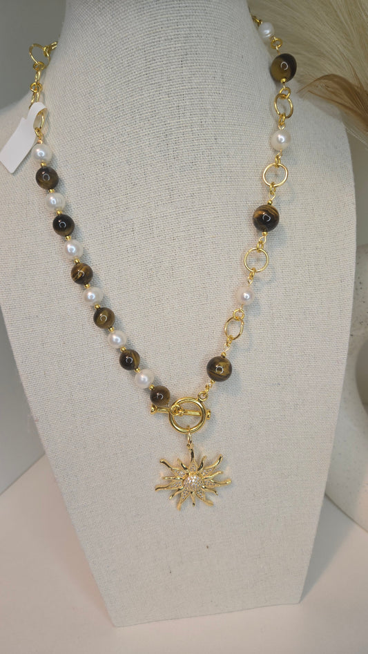 Tiger Eye Sun Necklace