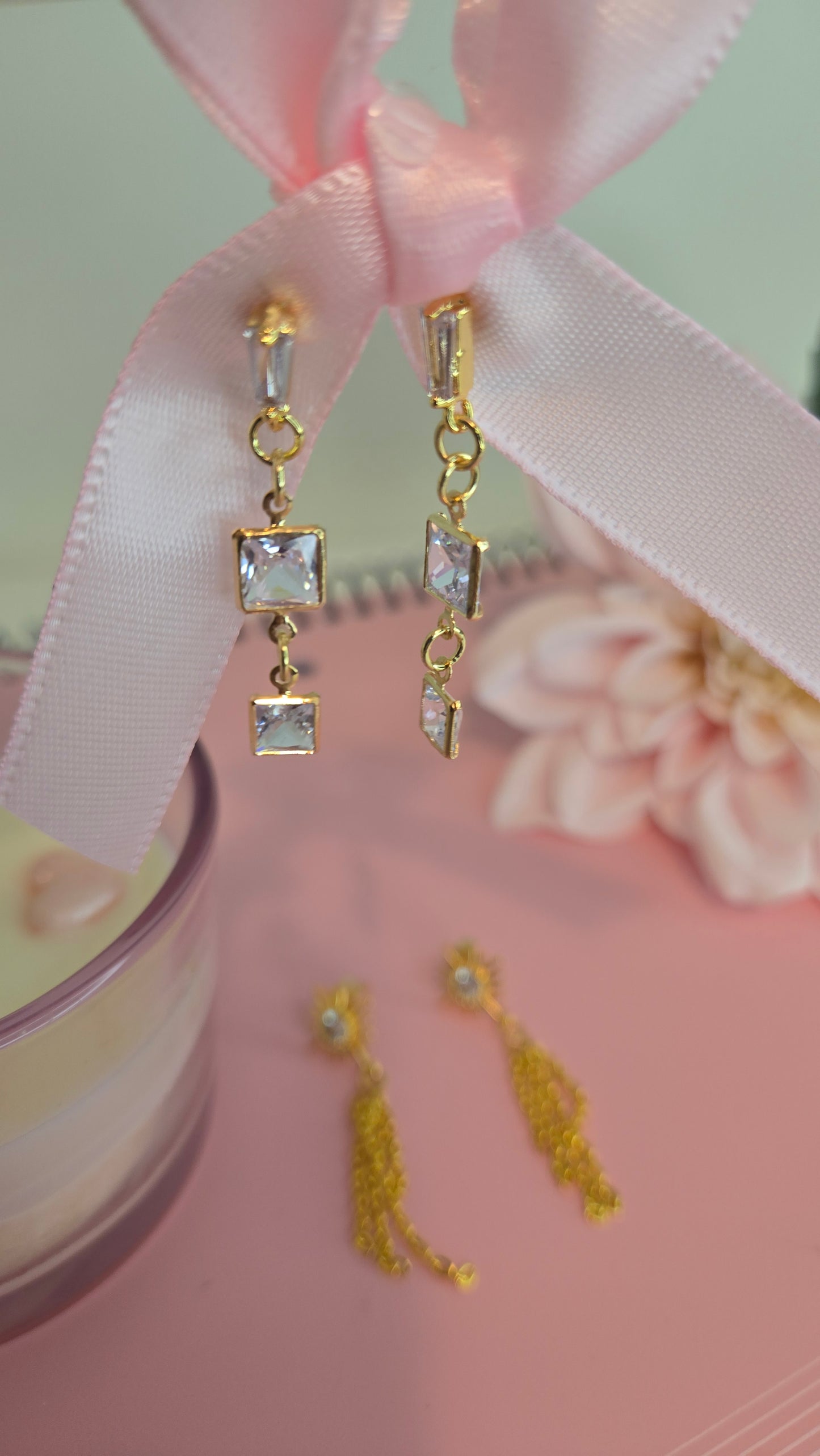 Close-up of secure earring post and backing