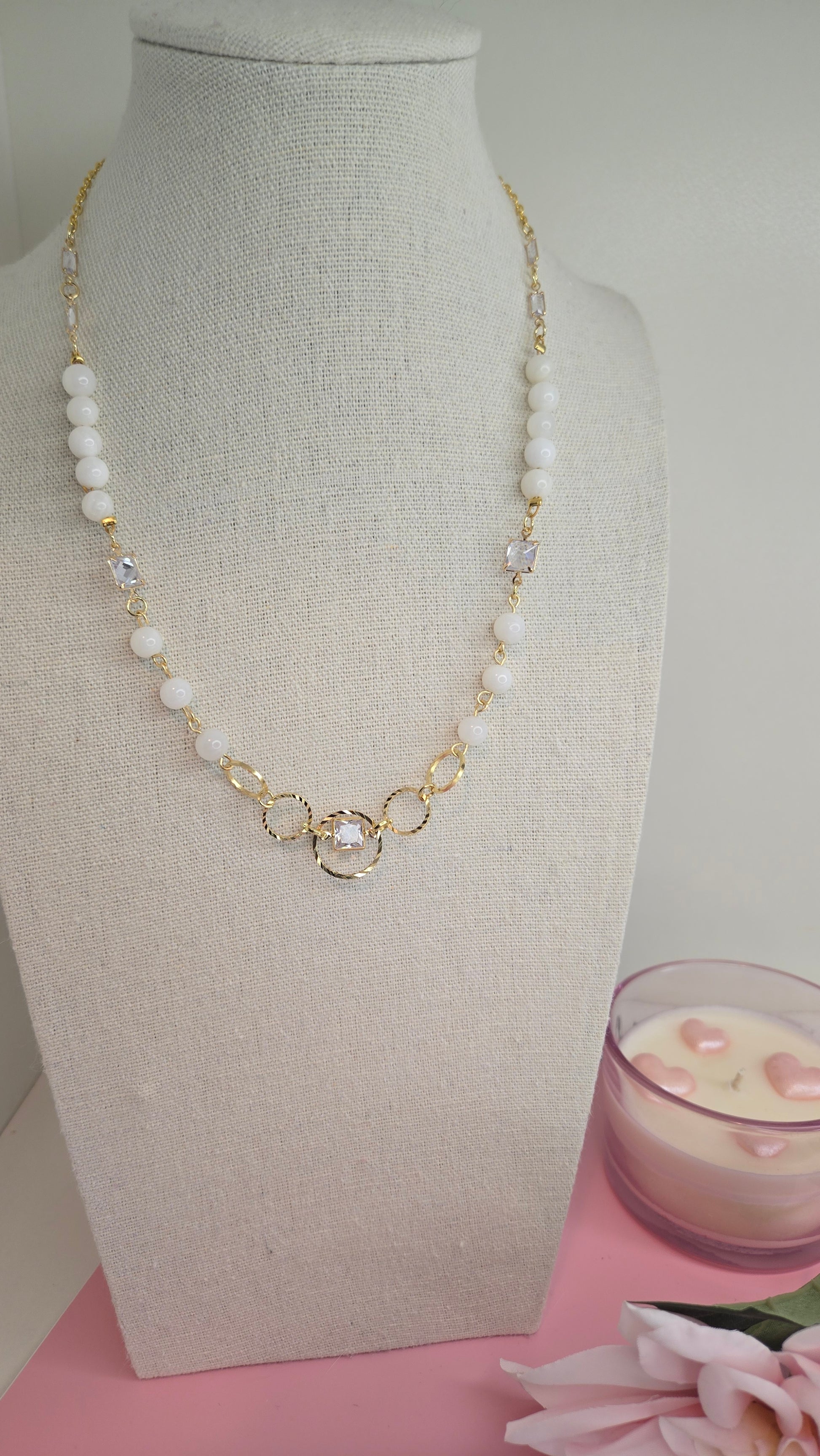 Dream Pearl Necklace reflecting light, highlighting its luster and sparkle