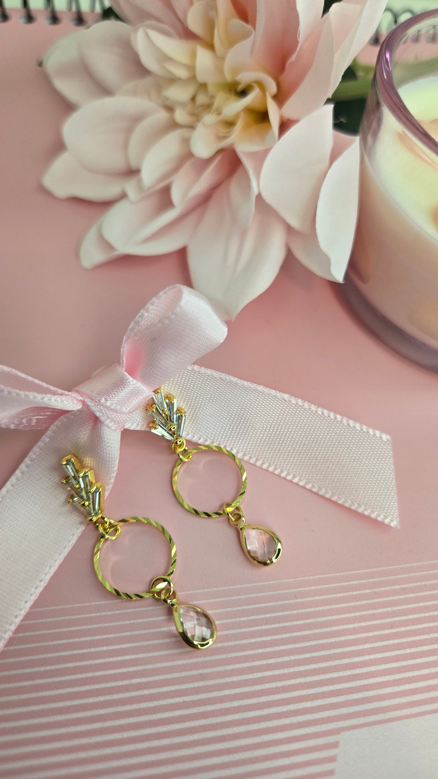 Golden Bloom Touch earrings in elegant gift packaging