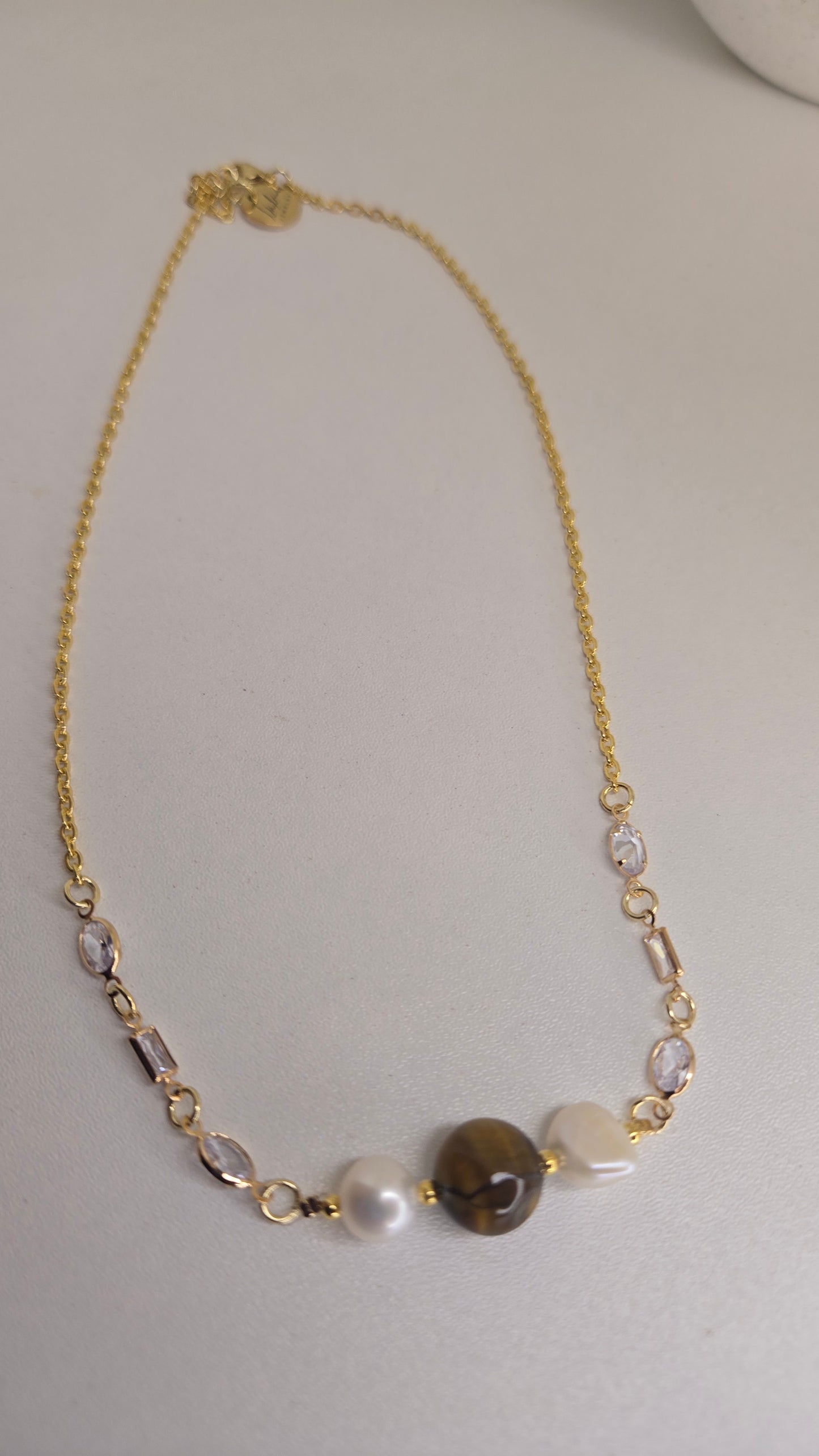 Tiger Eye & Pearl Elegance Necklace