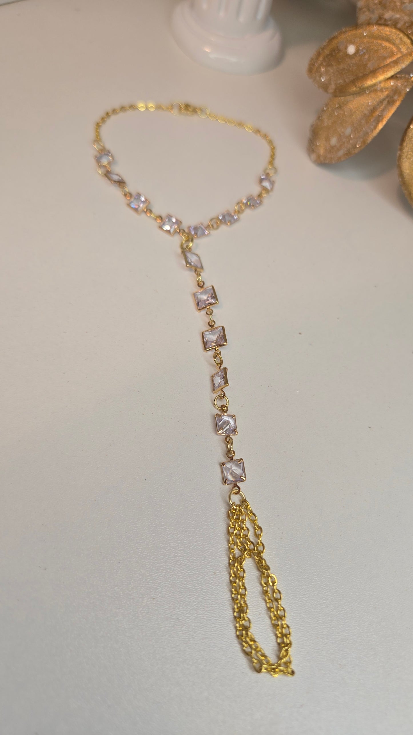 Detailed view of the craftsmanship of Royal Hand Chain Bracelet