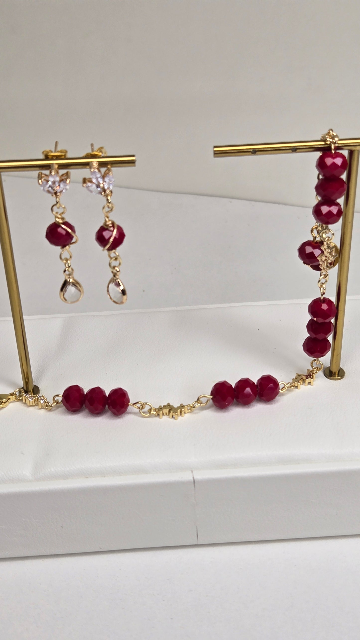 Close-up of the Elegant Red Crystal Set sparkling