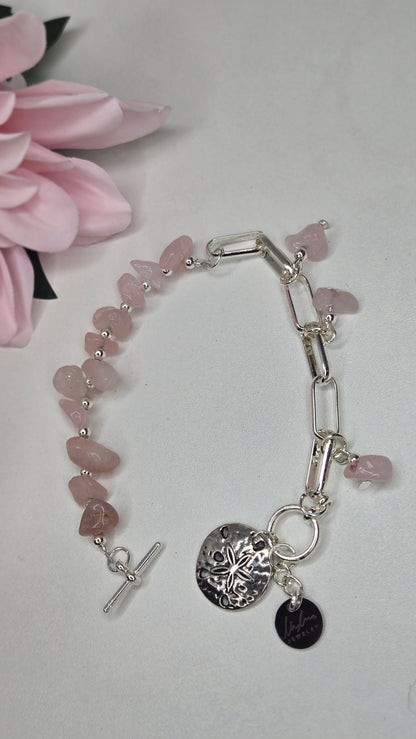 Blush Serenity Bracelet with rose-toned stones and silver links, view 8