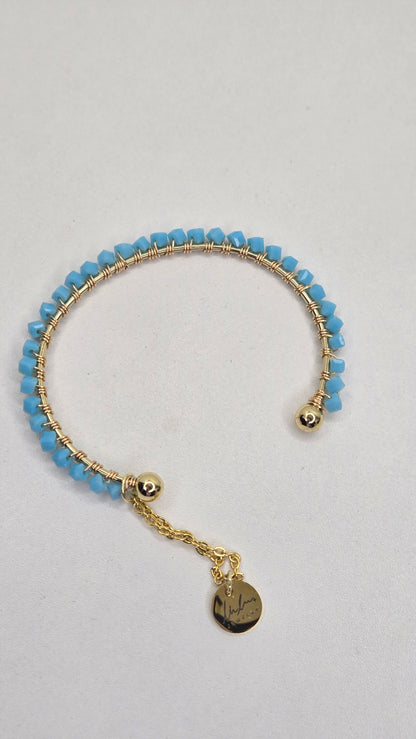 Aura Beaded Bracelet Collection, open cuff bracelets wrapped in colored beads, view 25