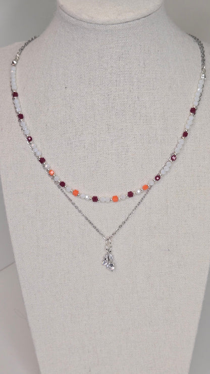 Aurora Layers Necklace with silver chain, colorful beads and sparkling pendant