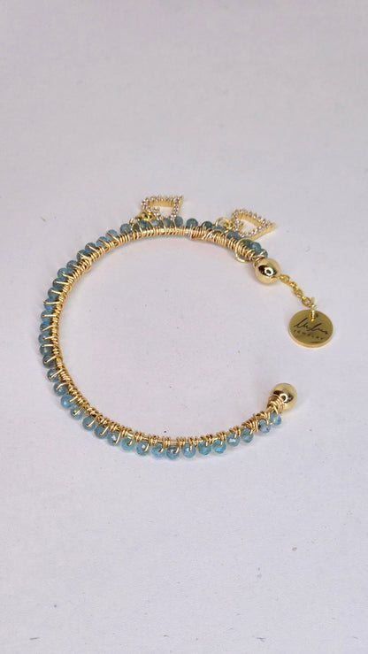 Emerald Glow Cuff & Emerald Luxe Bracelet, gold-tone with crystal-studded floral charms, view 4