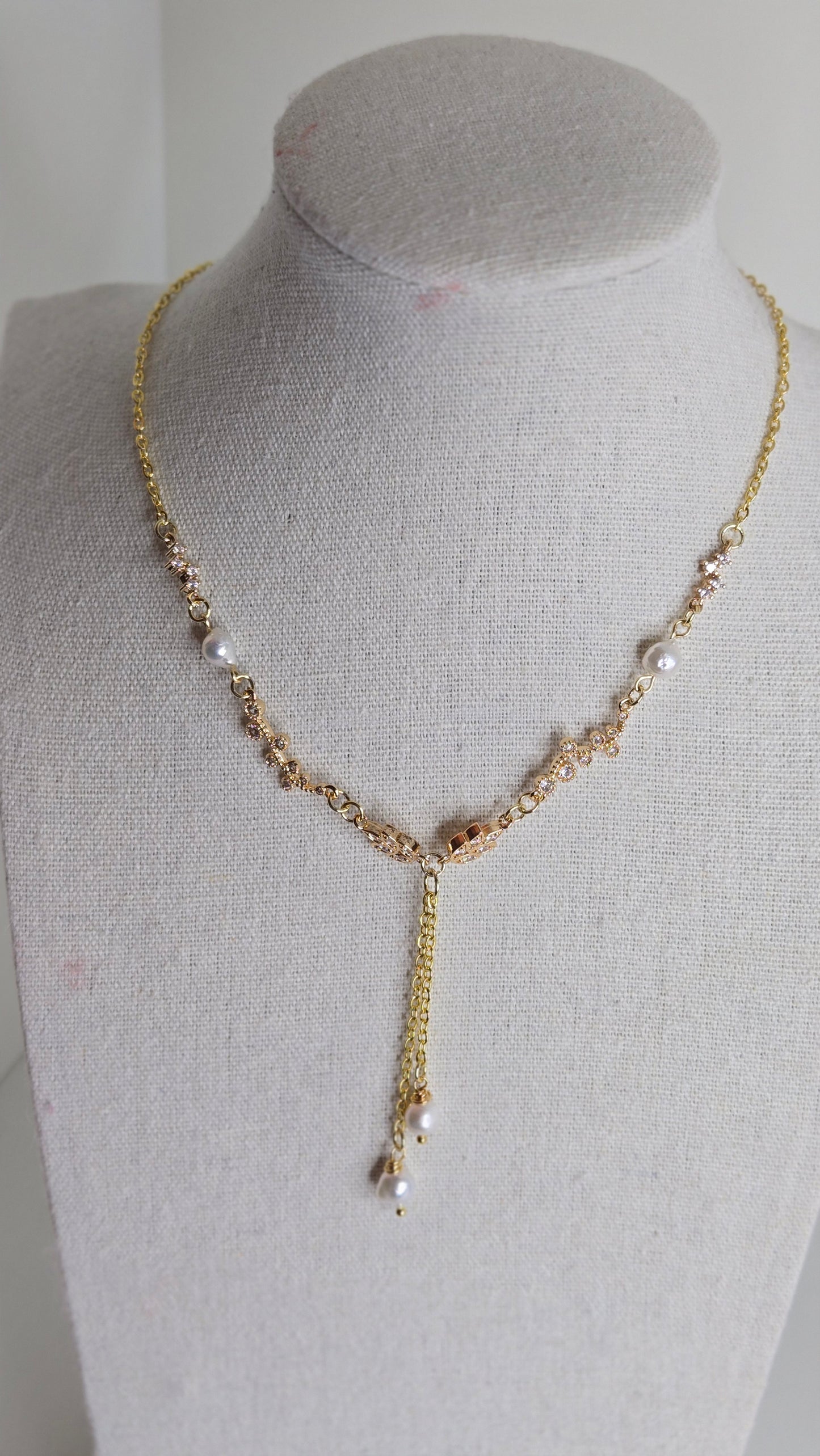 Radiant Pearl Leaf Necklace