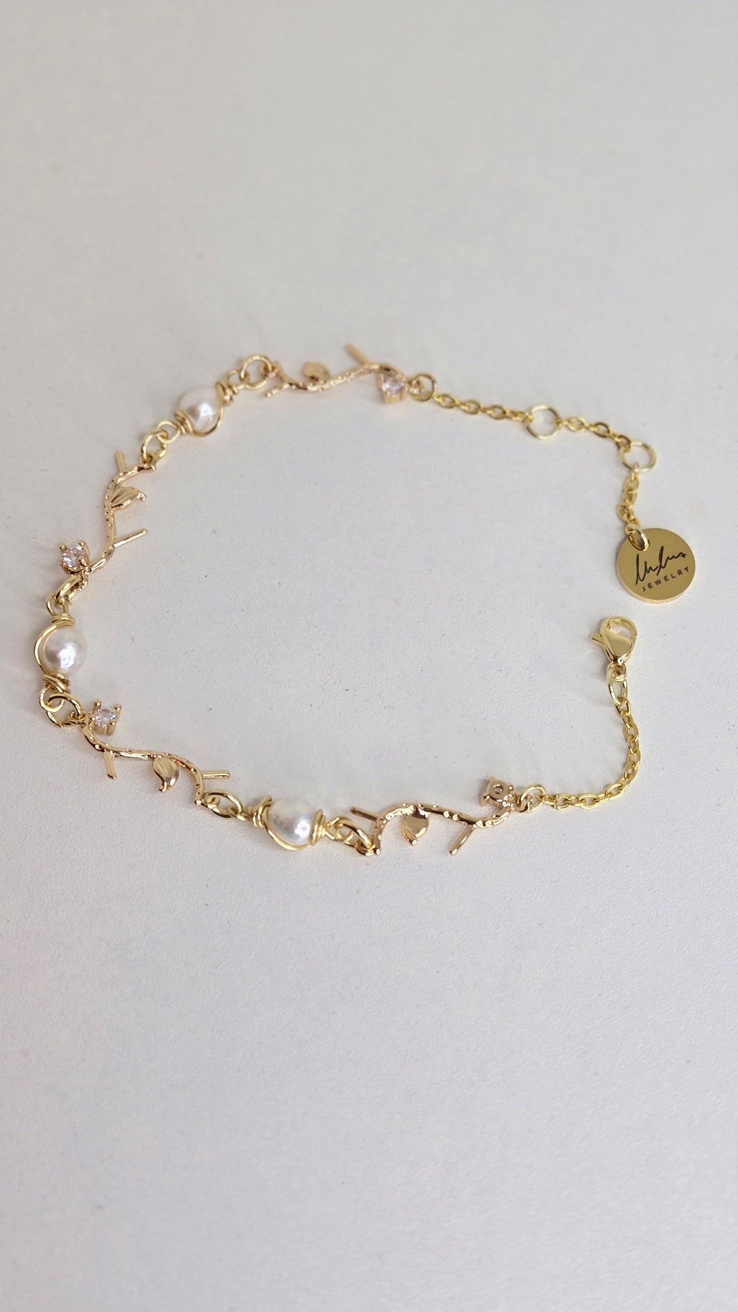 Golden Pearl Branch Bracelet