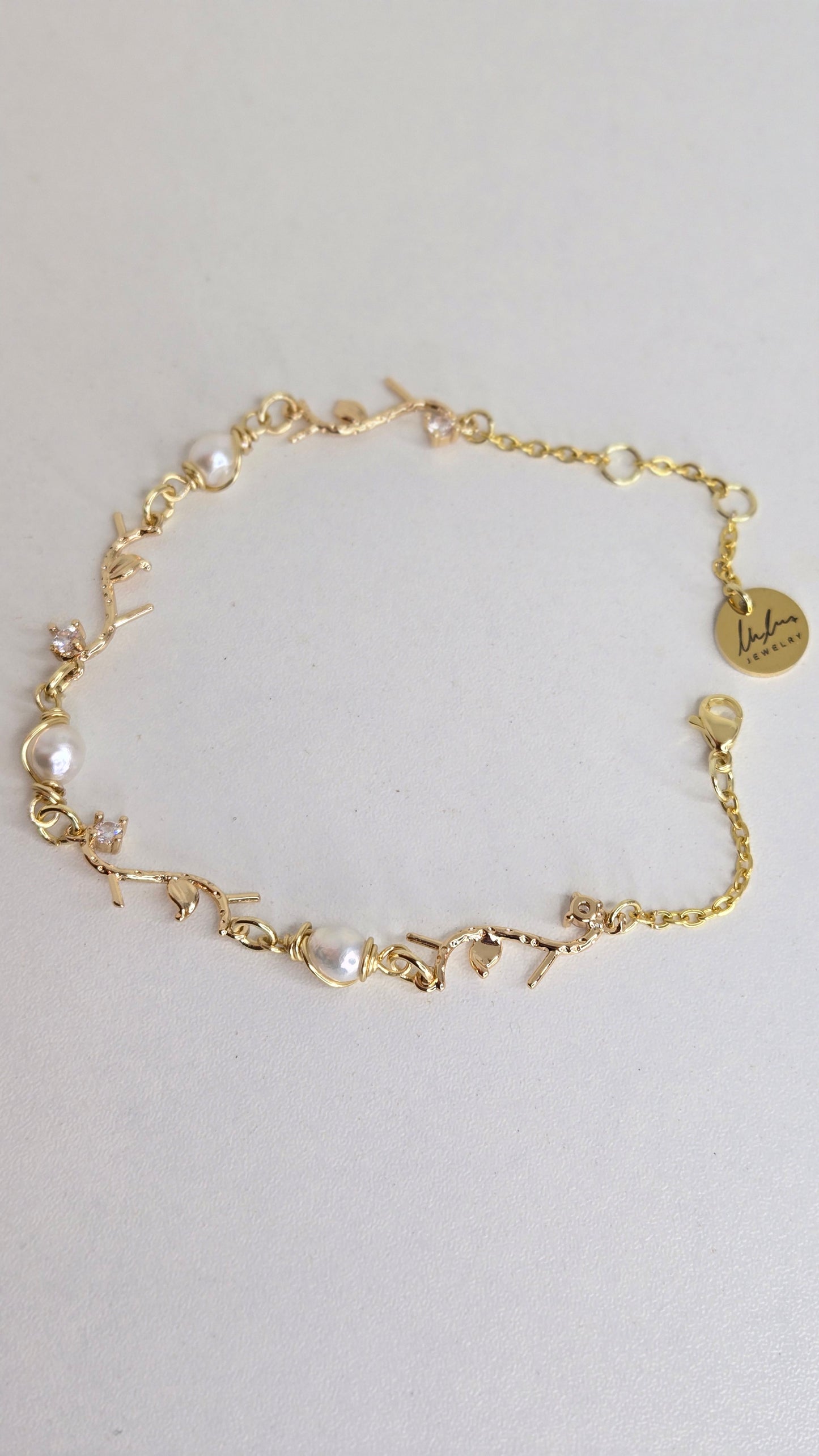 Golden Pearl Branch Bracelet