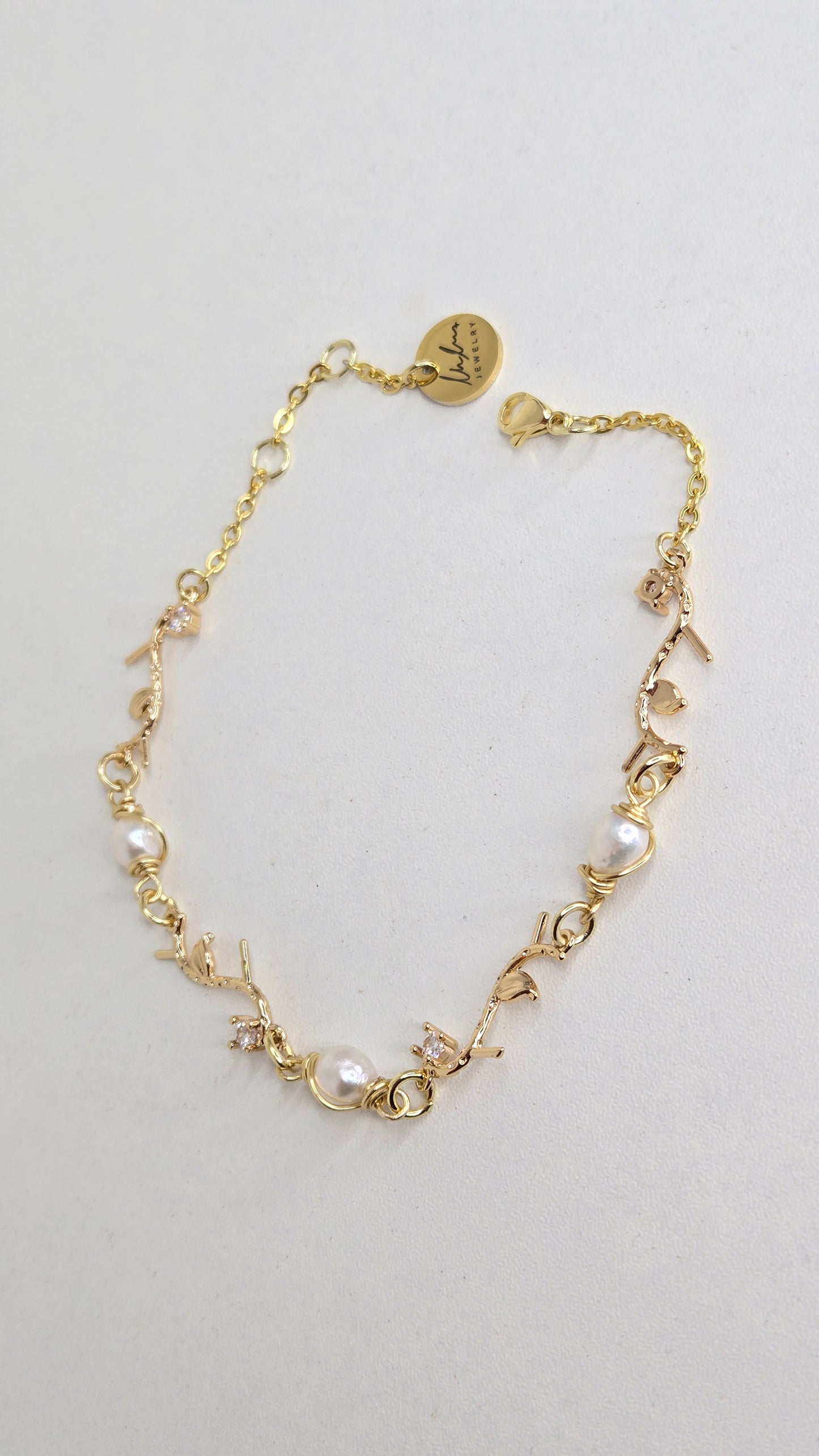 Golden Pearl Branch Bracelet