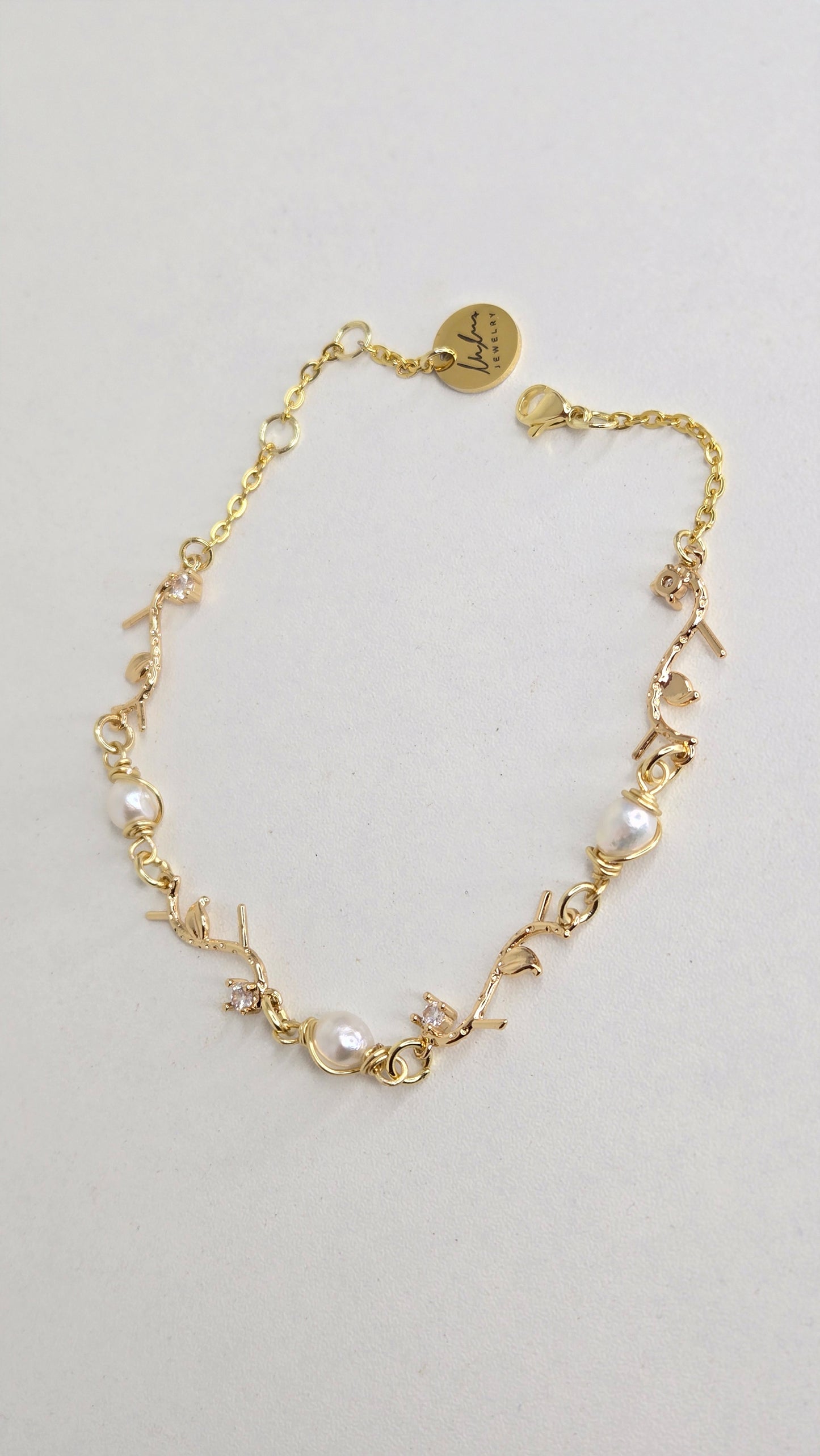 Golden Pearl Branch Bracelet