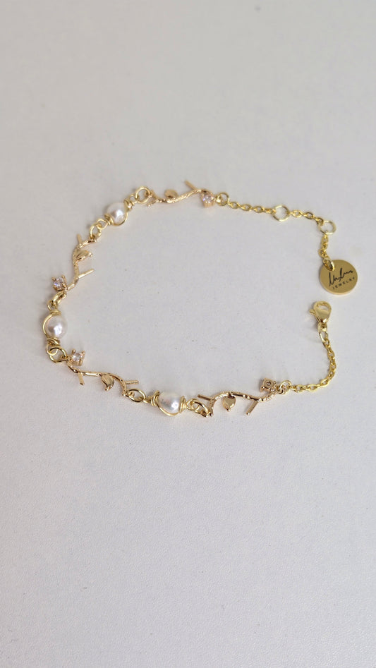 Golden Pearl Branch Bracelet