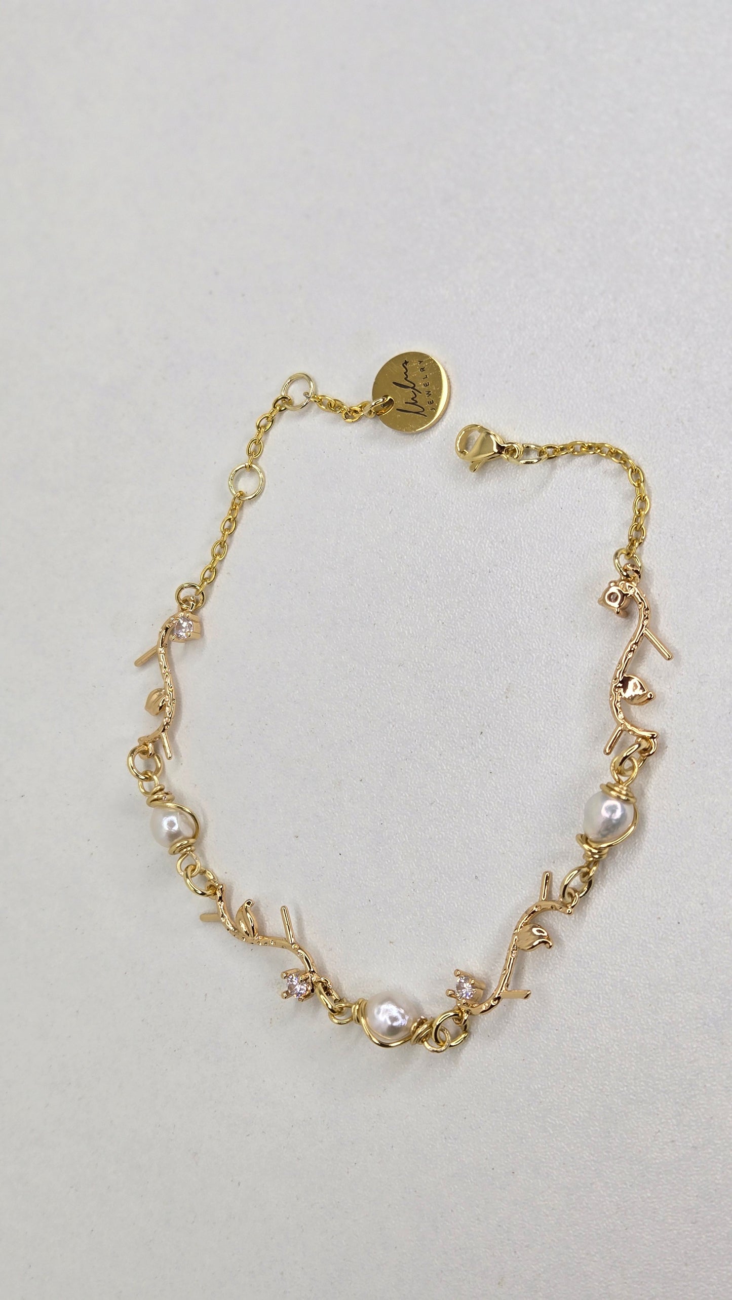 Golden Pearl Branch Bracelet