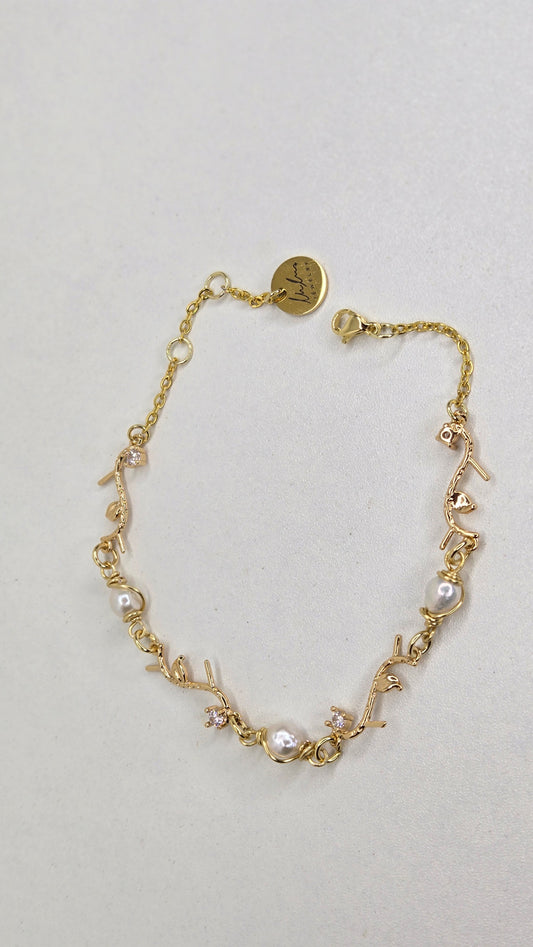 Golden Pearl Branch Bracelet