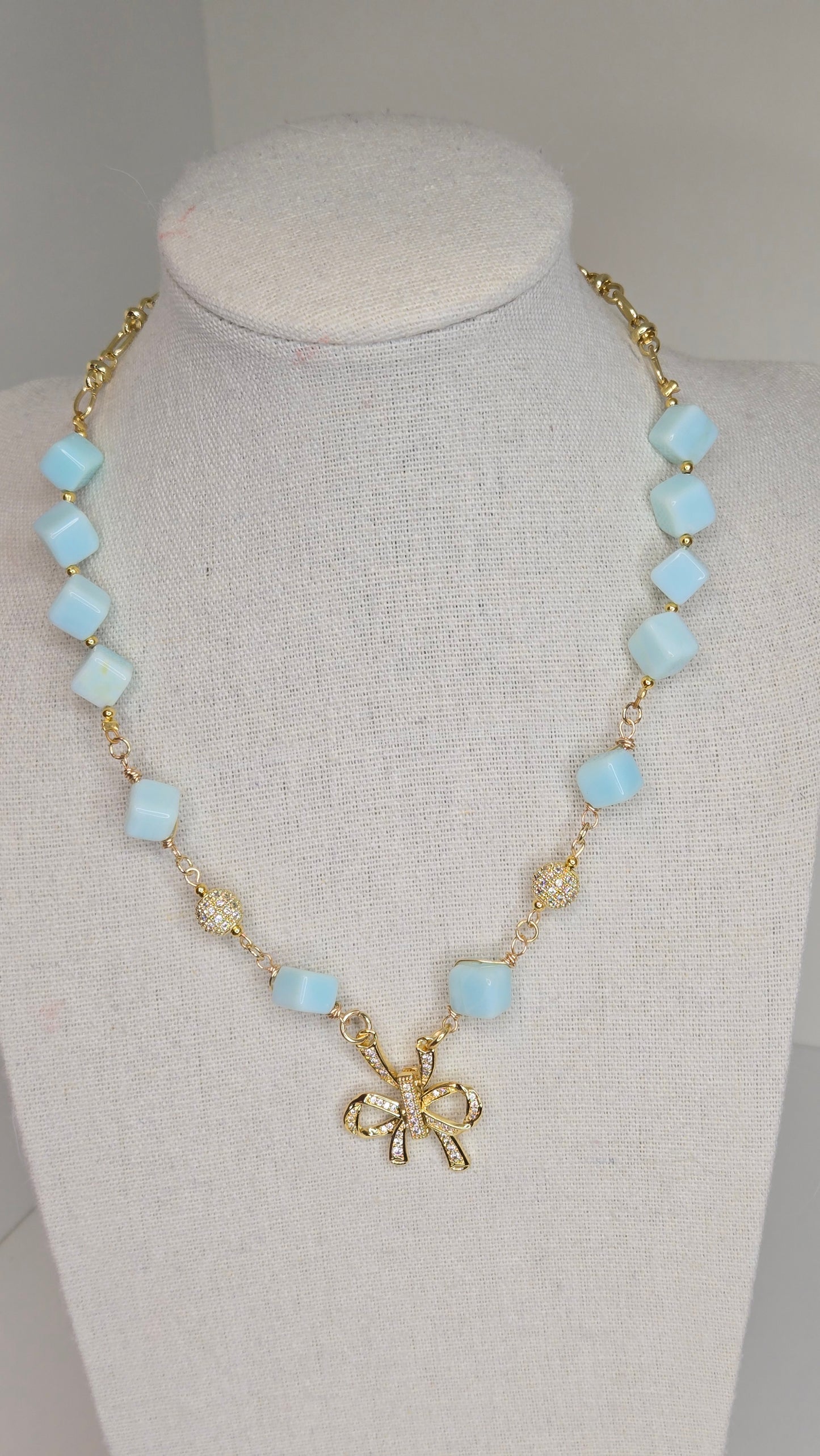 Blue Sky Ribbon Necklace