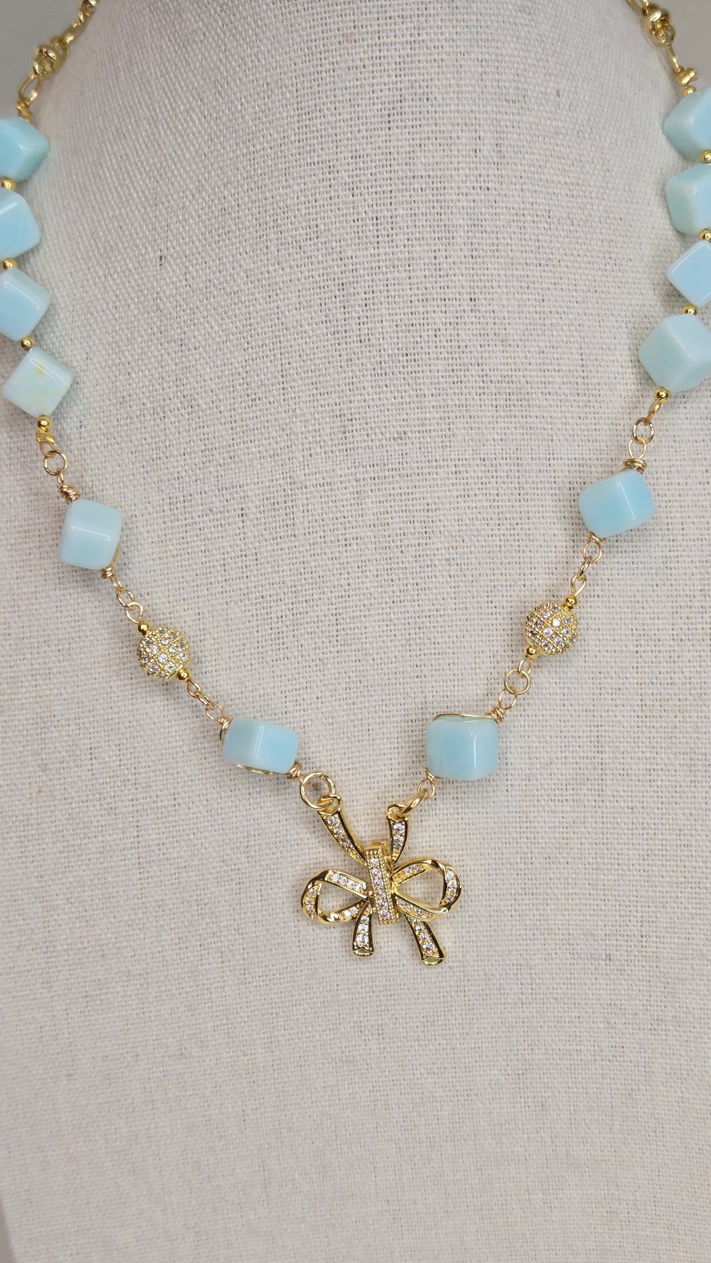 Blue Sky Ribbon Necklace
