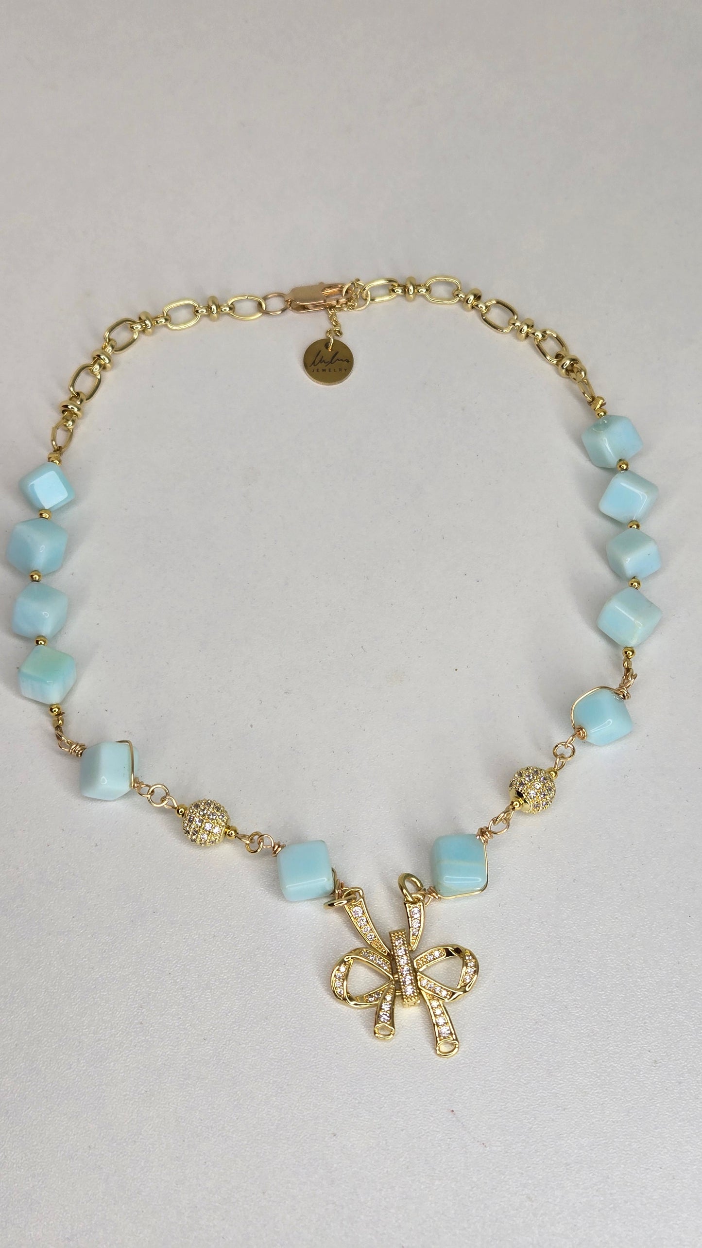 Blue Sky Ribbon Necklace