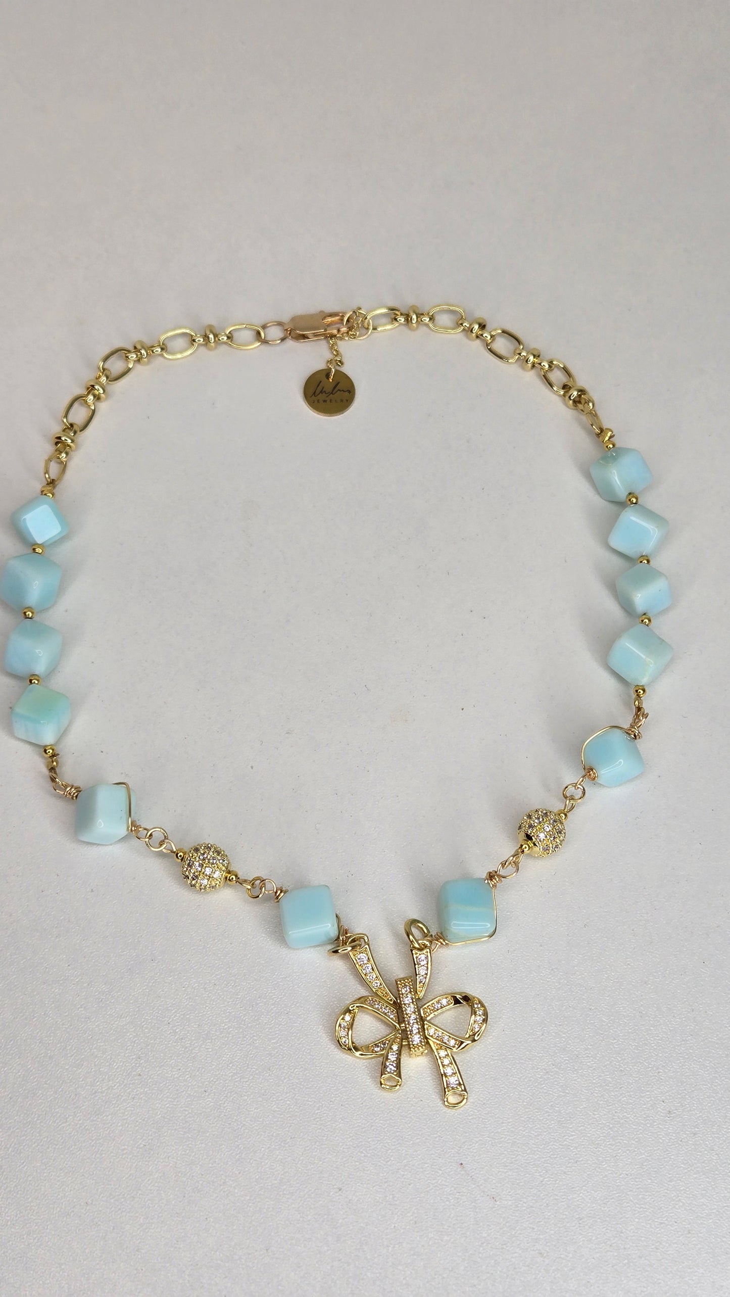Blue Sky Ribbon Necklace