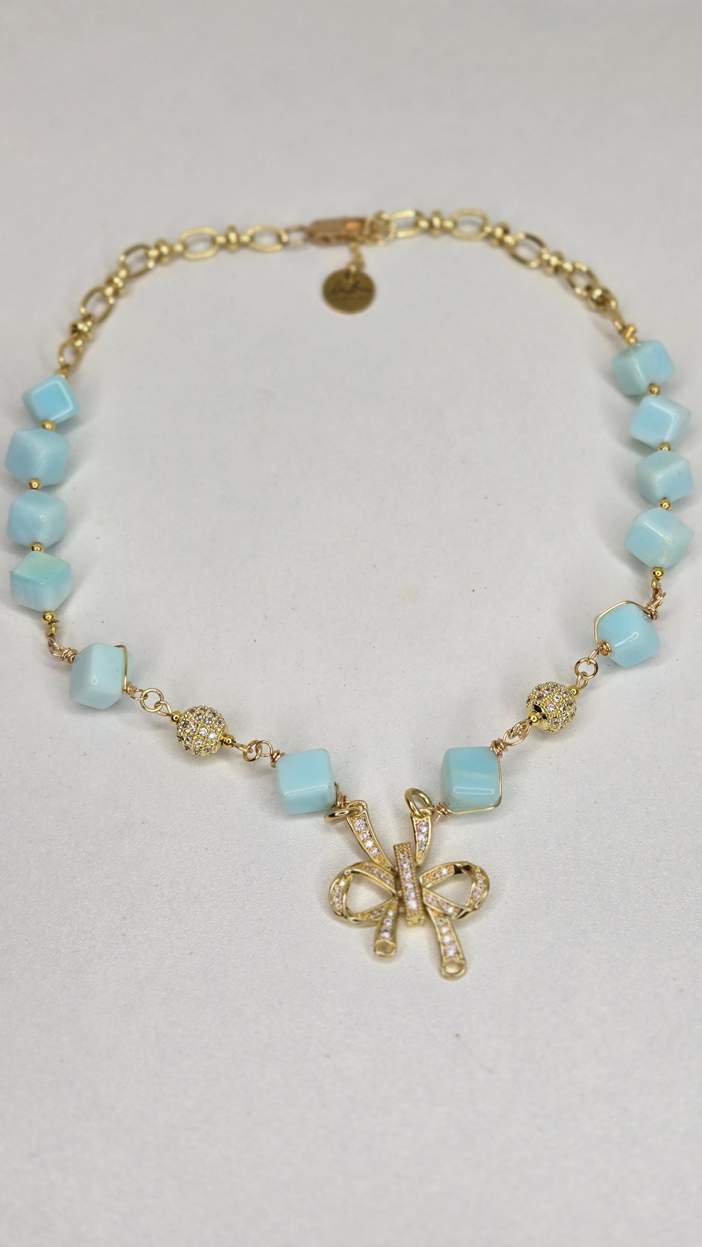 Blue Sky Ribbon Necklace