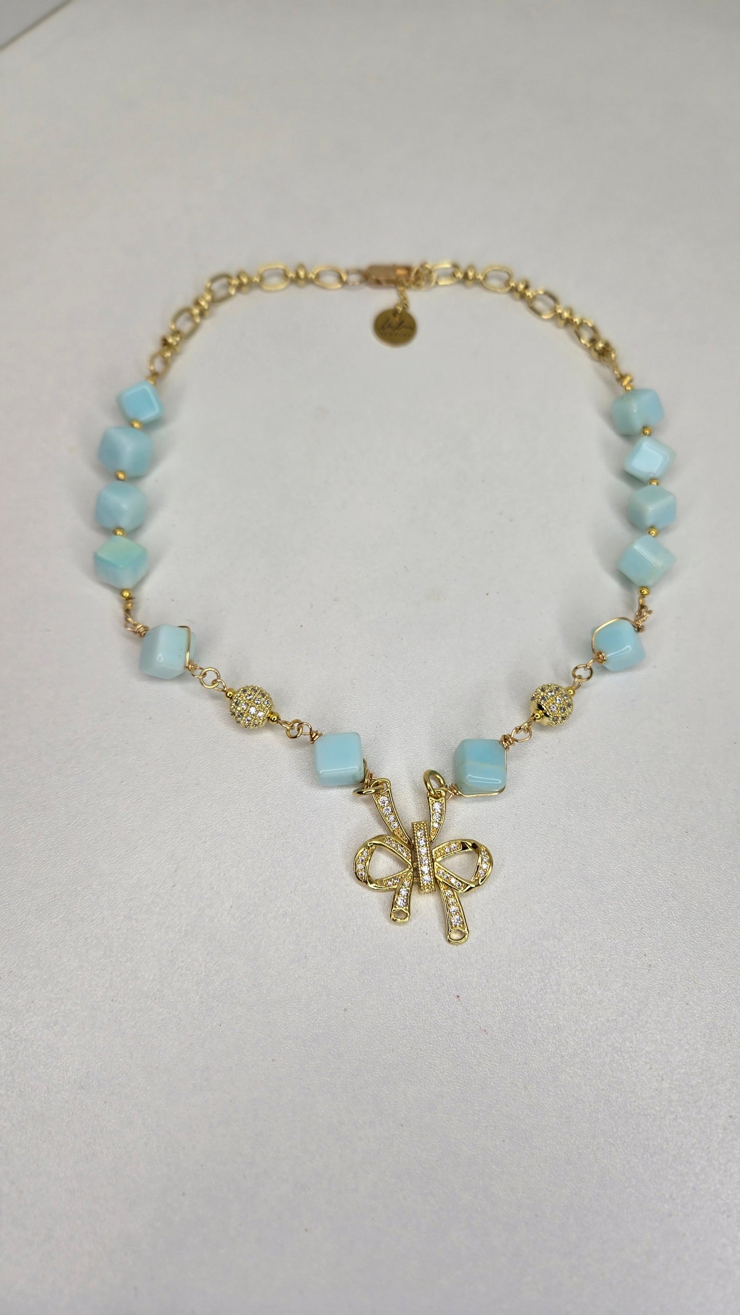 Blue Sky Ribbon Necklace