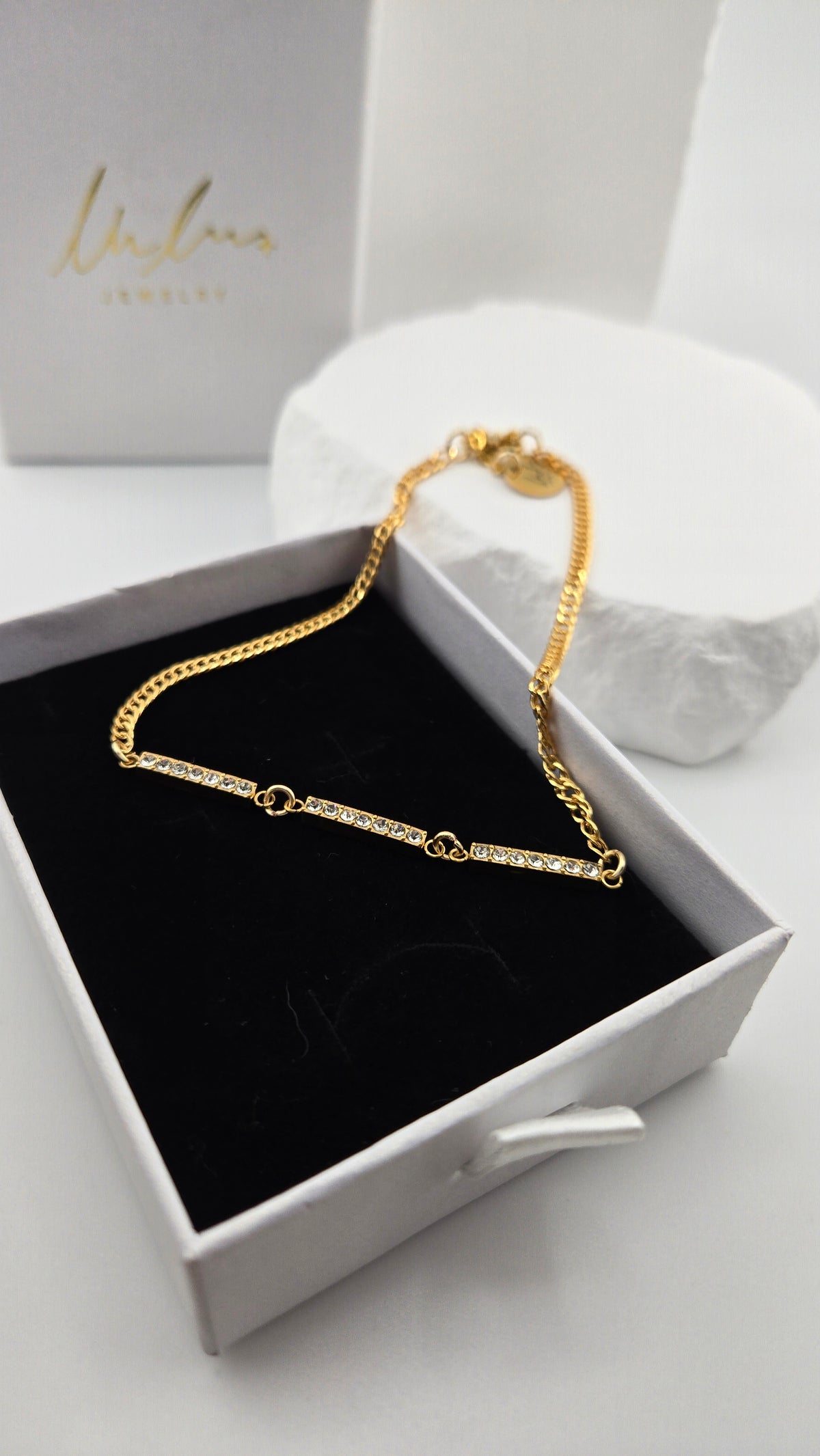 Golden Crystal Bar Anklet