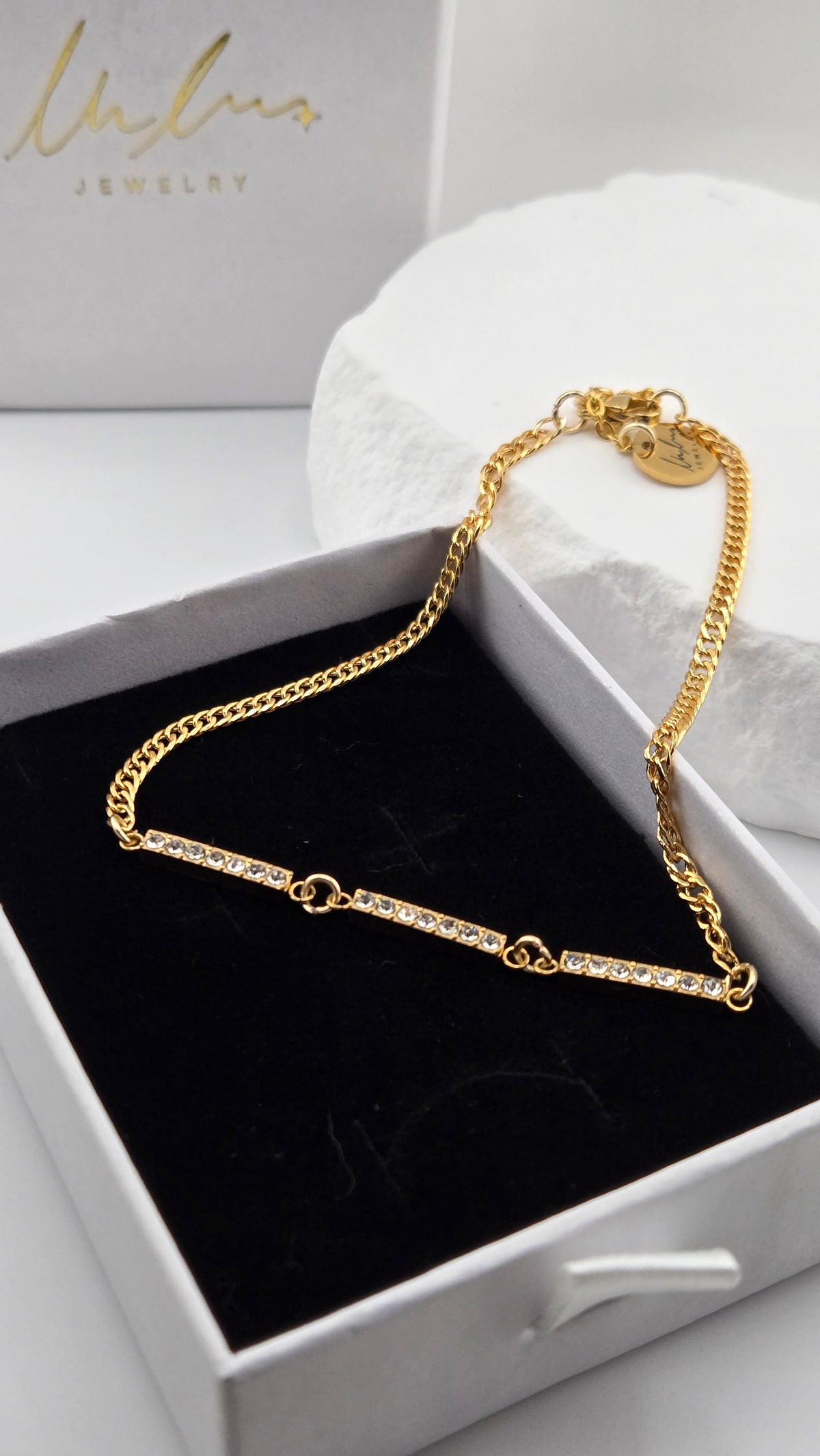 Golden Crystal Bar Anklet