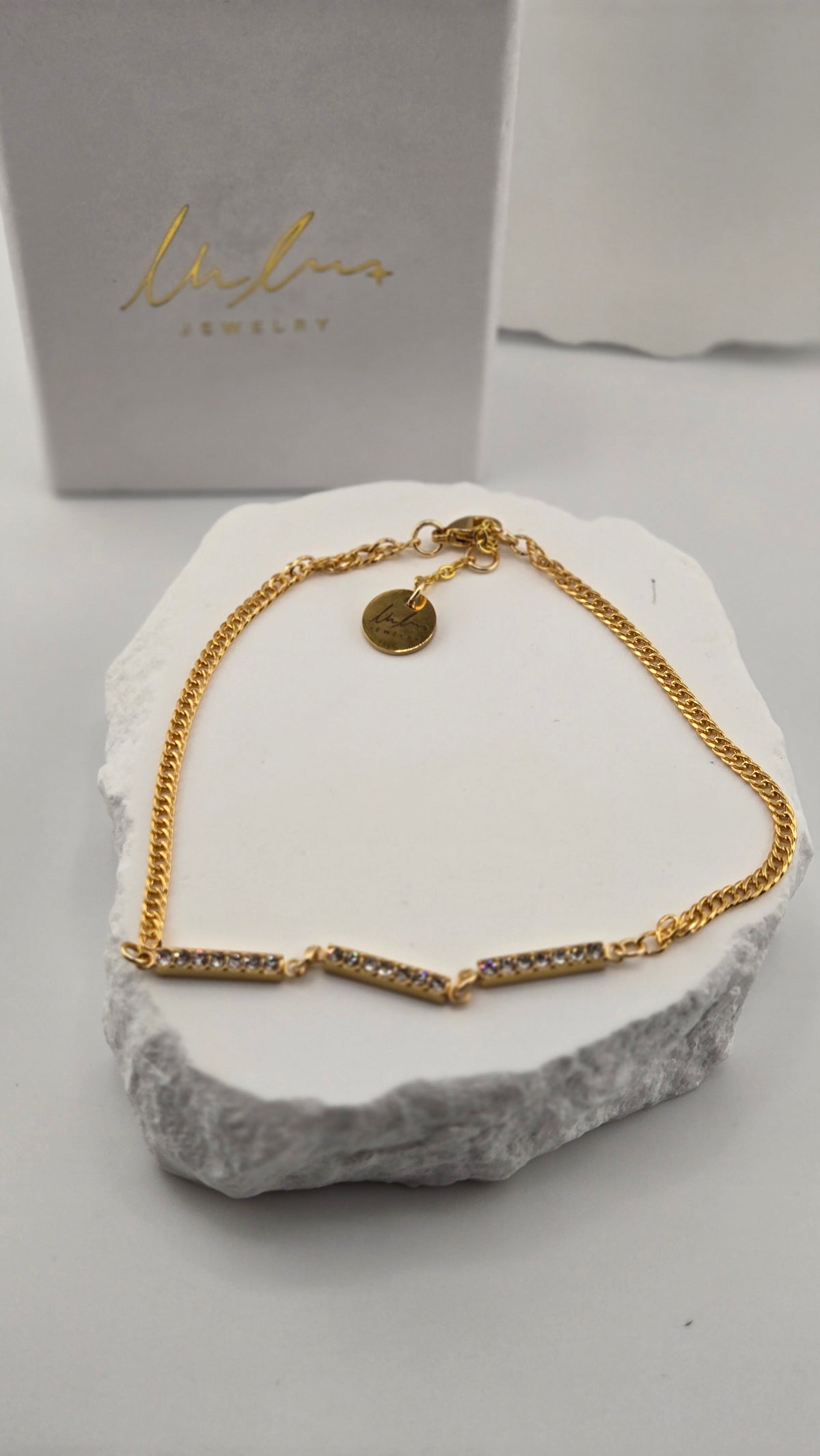 Golden Crystal Bar Anklet